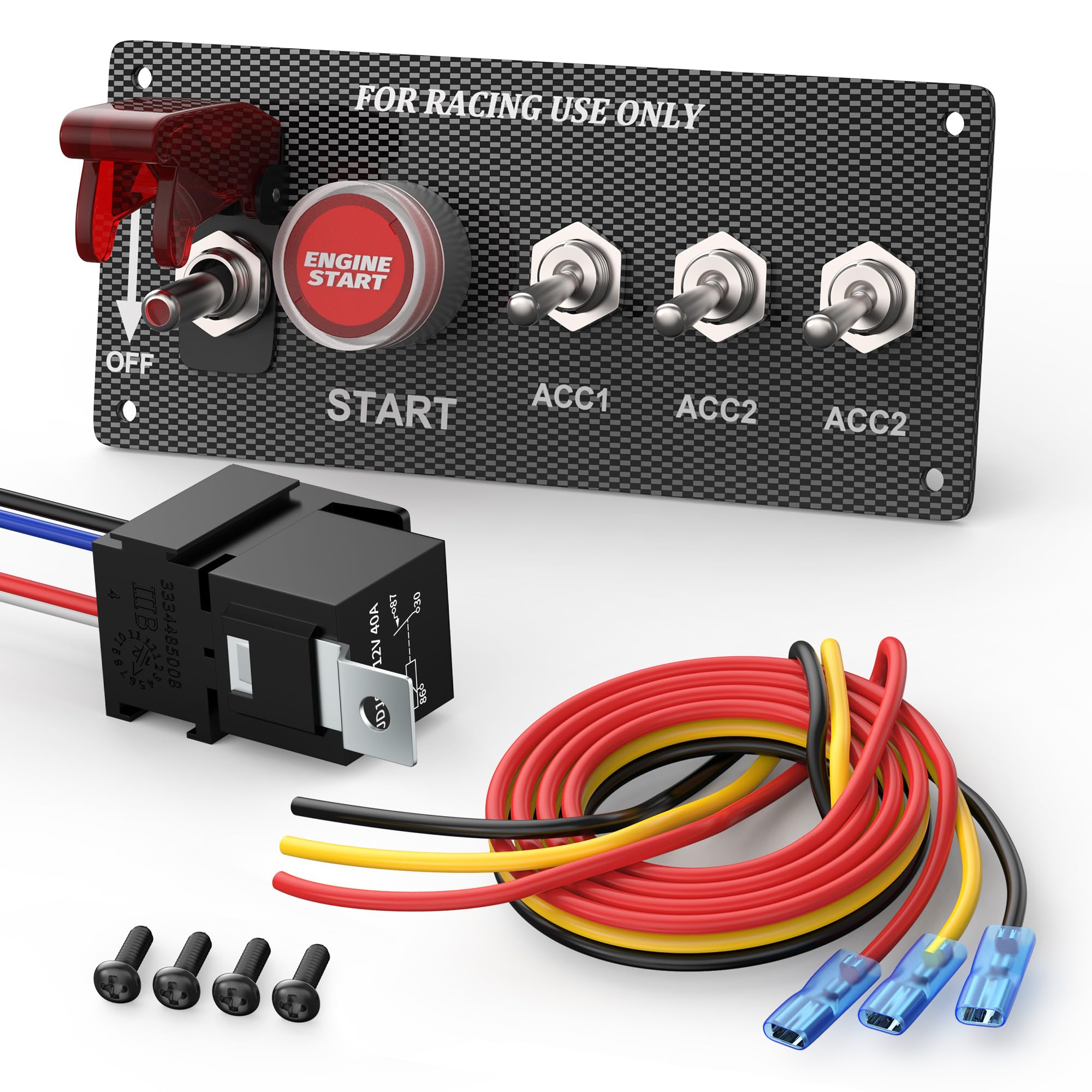 Rvboatpat 5 In 1 Ignition Switch Panel Race Toggle Switch Panel Dc 12V 30A Racing Switch Panel Push Start Ignition Kit For Car T