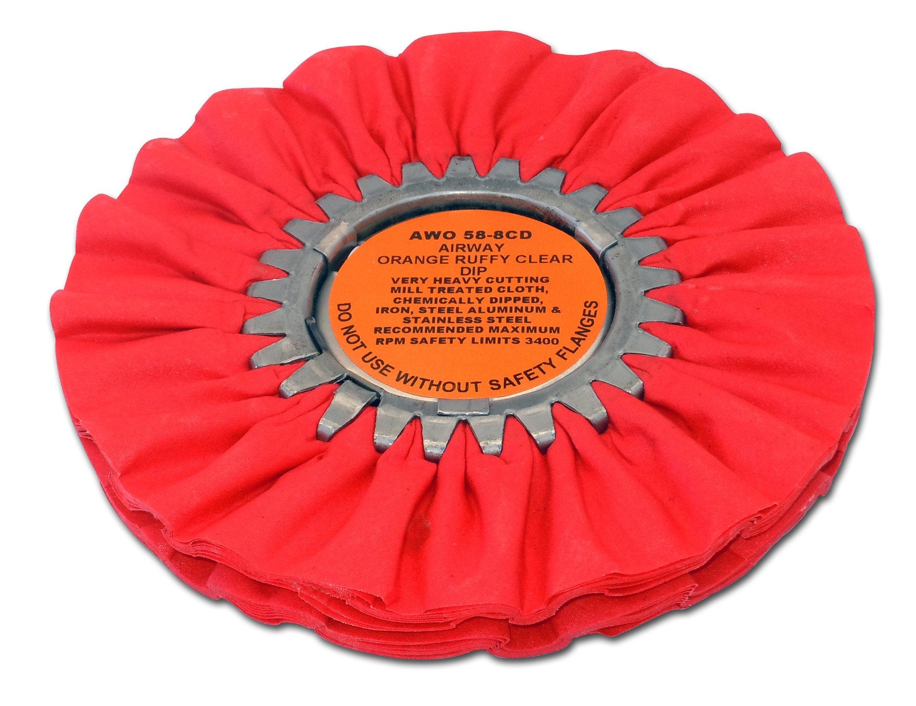 Zephyr AWO 58-8 CD Orange Ruffy Clear Dip Airway Buffing Wheel