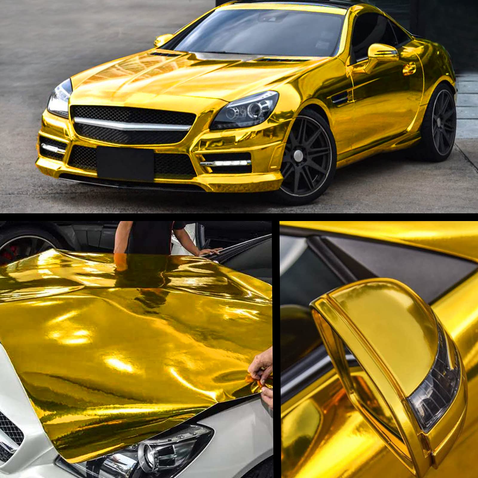 Teckwrap 11.5X 60 Chrome Mirror Gold Vinyl Wrap Self Adhesive Car Sticker
