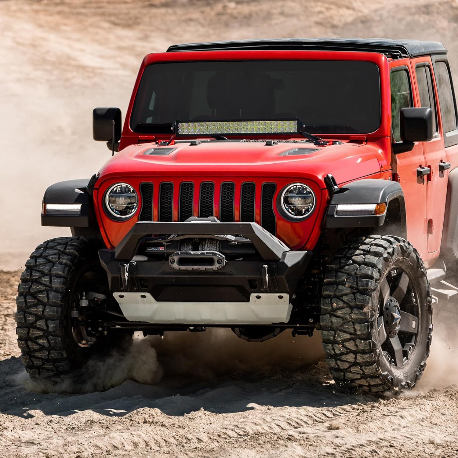 YITAMOTOR Hood Mounting Brackets for 22" LED Light Bar - Black Aluminum Compatible with 2007-2018 Jeep Wrangler JK 2/4 Doors