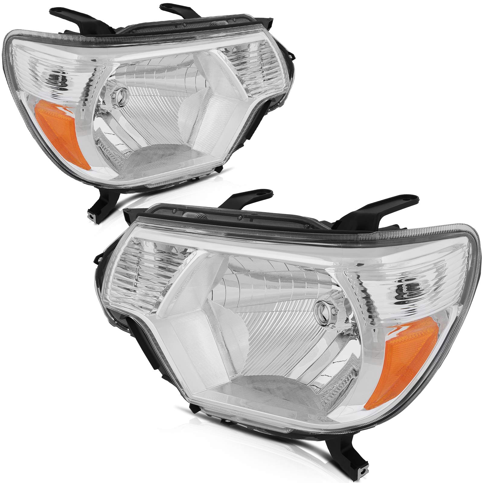 OCPTY Compatible for Toyota Tacoma 2012-2015 Headlight Headlamps Chrome Housing Amber Reflector