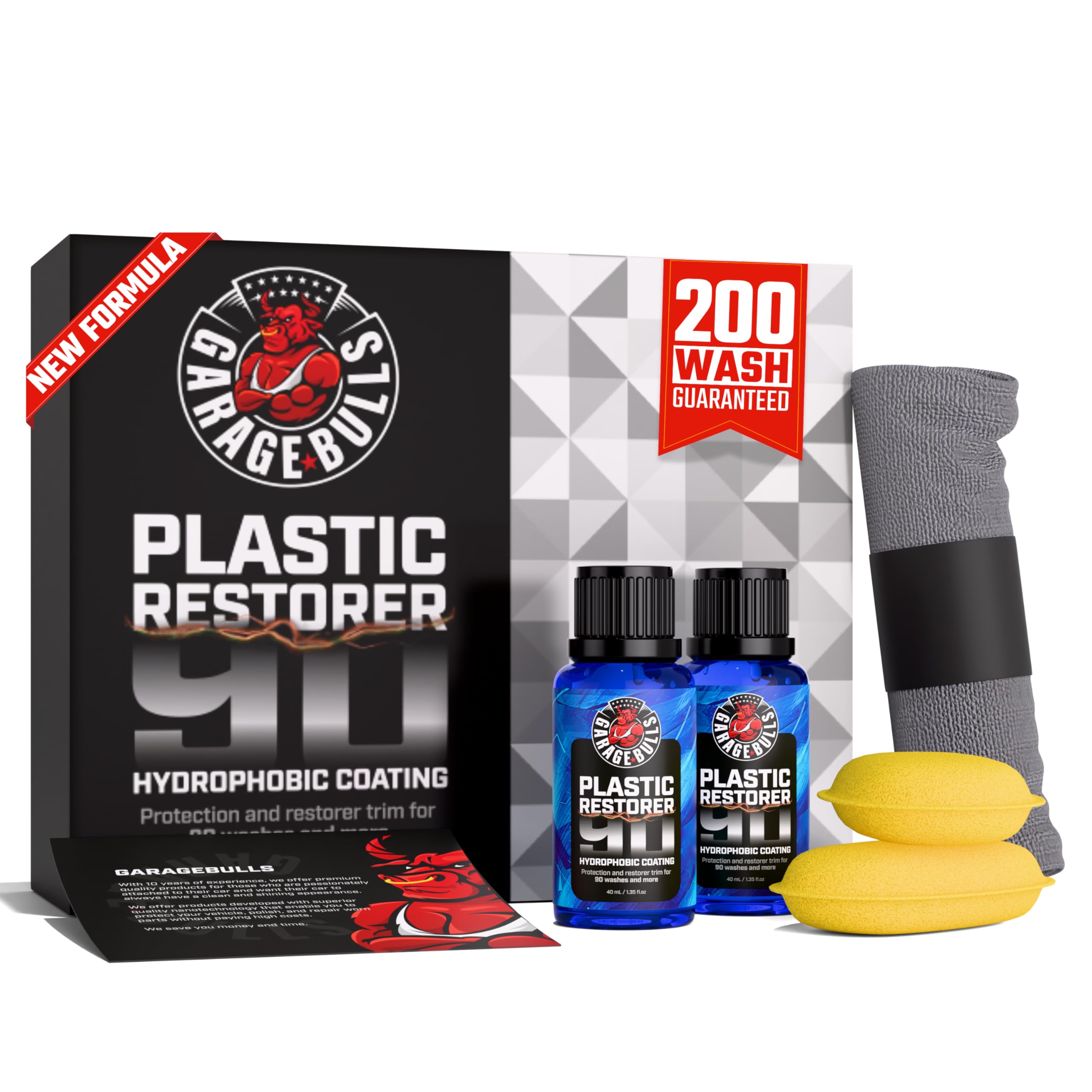 garage bulls Car Plastic Restorer & Hydrophobic Trim Ceramic Coating Kit Long Lasting Coating Car Accessories 30ml, 1fl oz (2 Pa