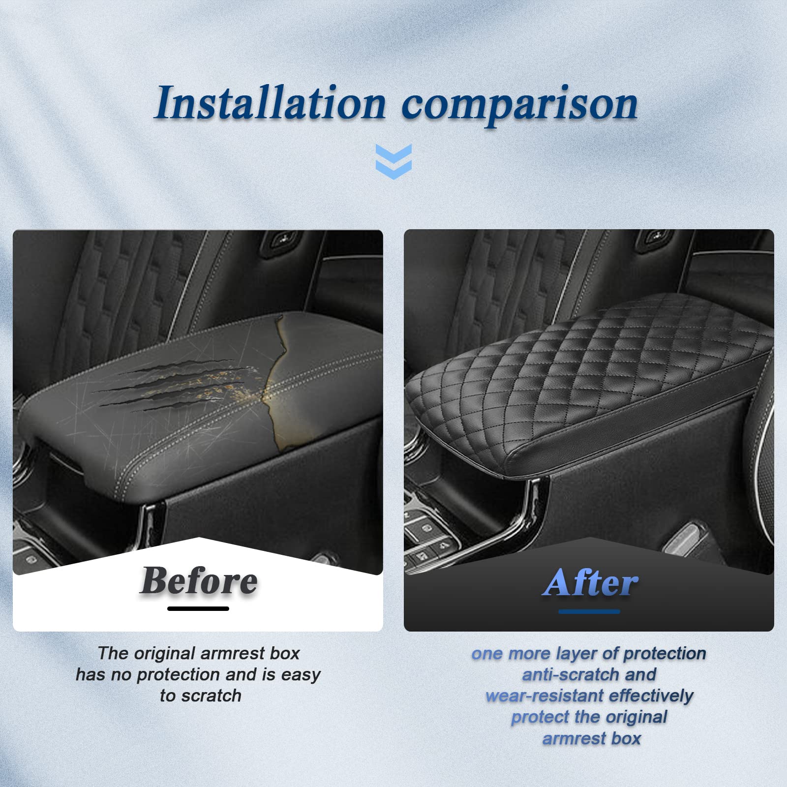 BIBIBO Center Console Armrest Cover for 2021-2026 Kia Sorento, Black Leather Cushion Protector