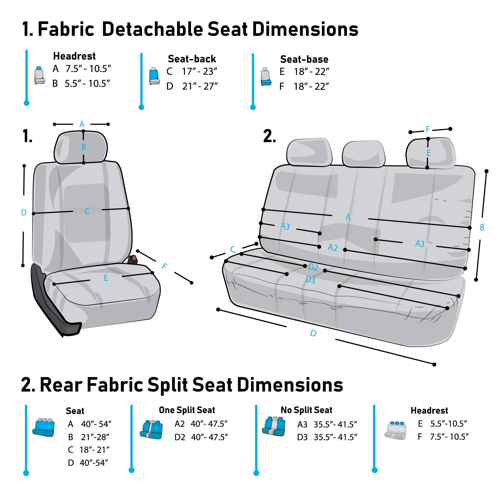 Fh Group Car Seat Covers Full Set Cloth - Seat Covers For Low Back Car Seats With Removable Headrest, Universal Fit,Automotive S