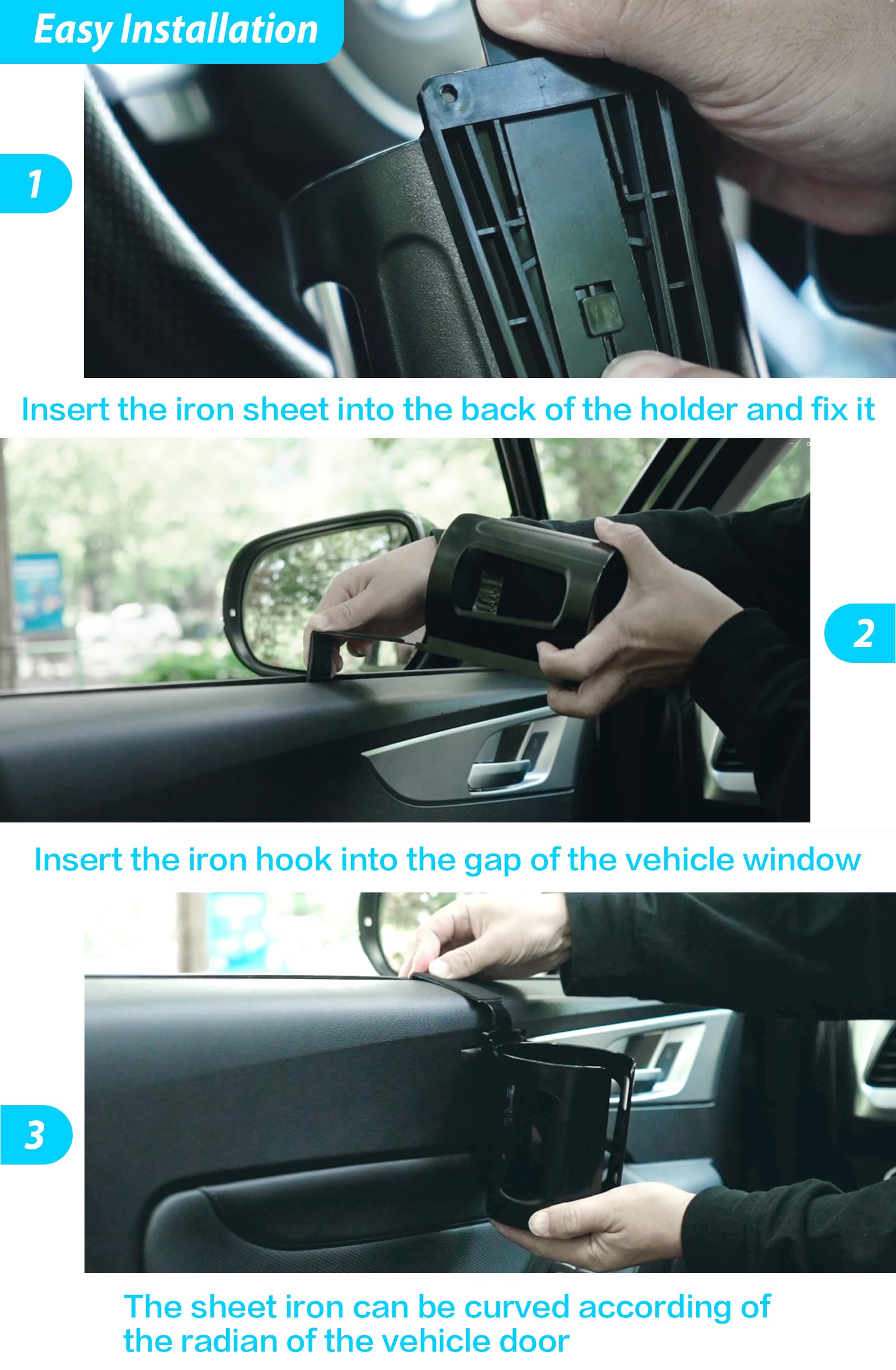 LITTLEMOLE Large Car Door Cup Holder - 2PCS, Plastic, Fits Most Bottles/Cans, Model 2778, Color LM2778
