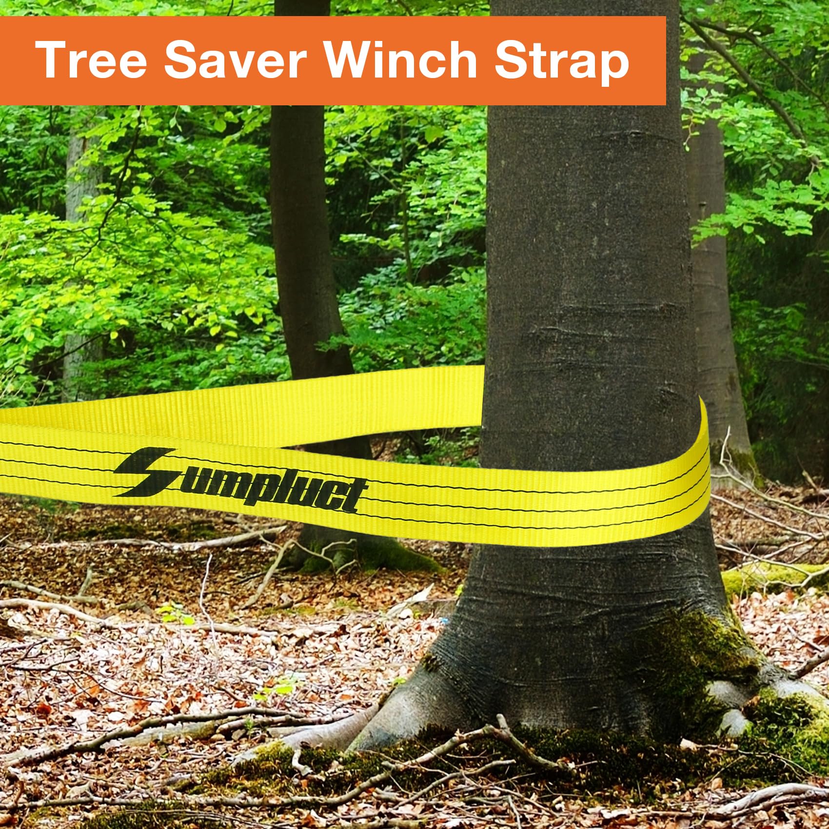 3 inch, 8 Feet Tree Saver, Winch Strap, Tow Straps 30,000 Pound Capacity Recovery Rope,Heavy Duty Towing Ropes with Triple Reinf