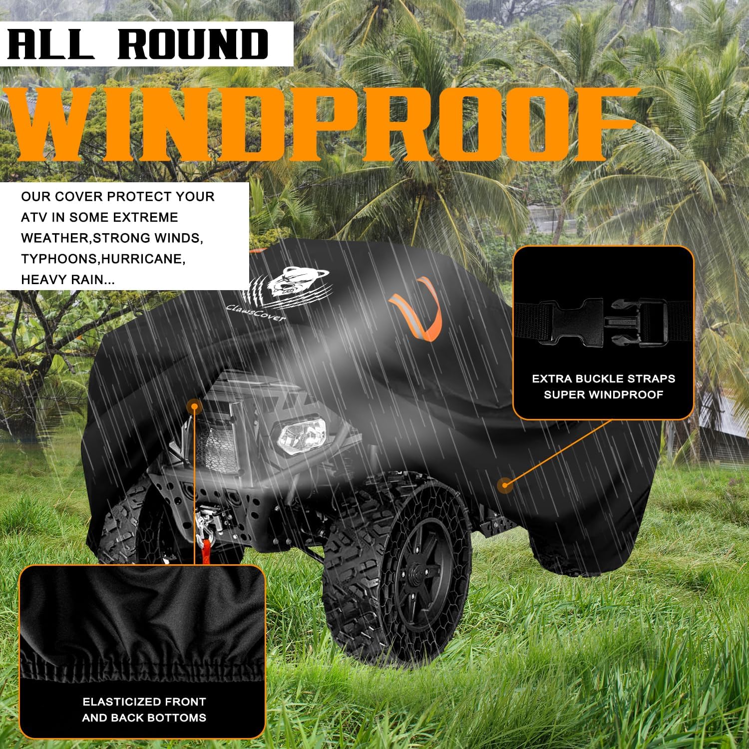ClawsCover ATV Quad Covers Waterproof Outdoor Heavy Duty Oxford Cloth 4 Wheeler Accessories Fadeless Windproof All Weather Prote