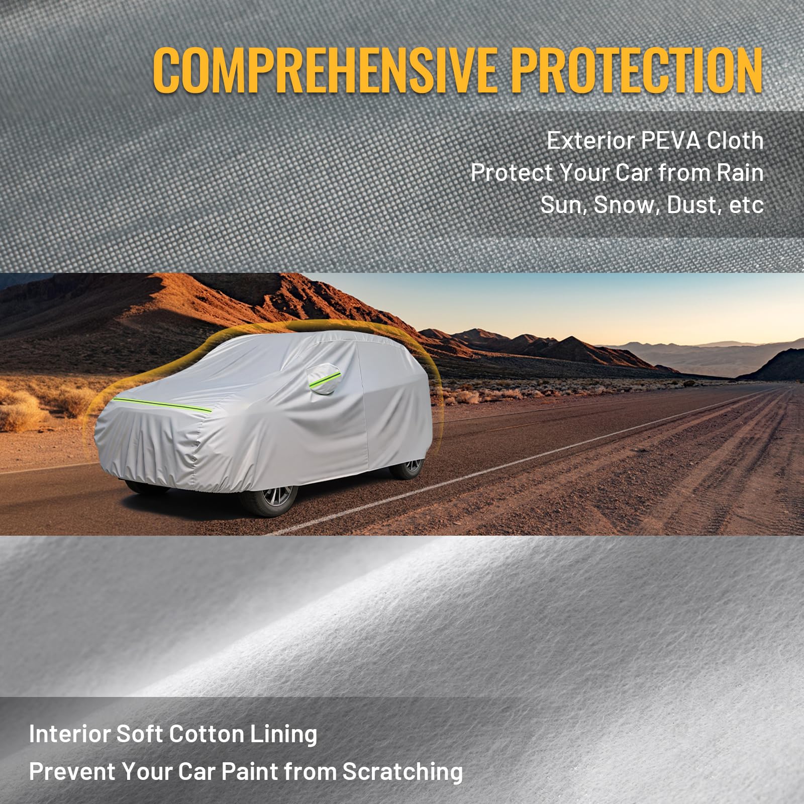 Favoto Suv Car Cover Waterproof - All Weather For Automobiles 6 Layers Heavy Duty Outdoor Full Car Cover Sun Protection With Sid