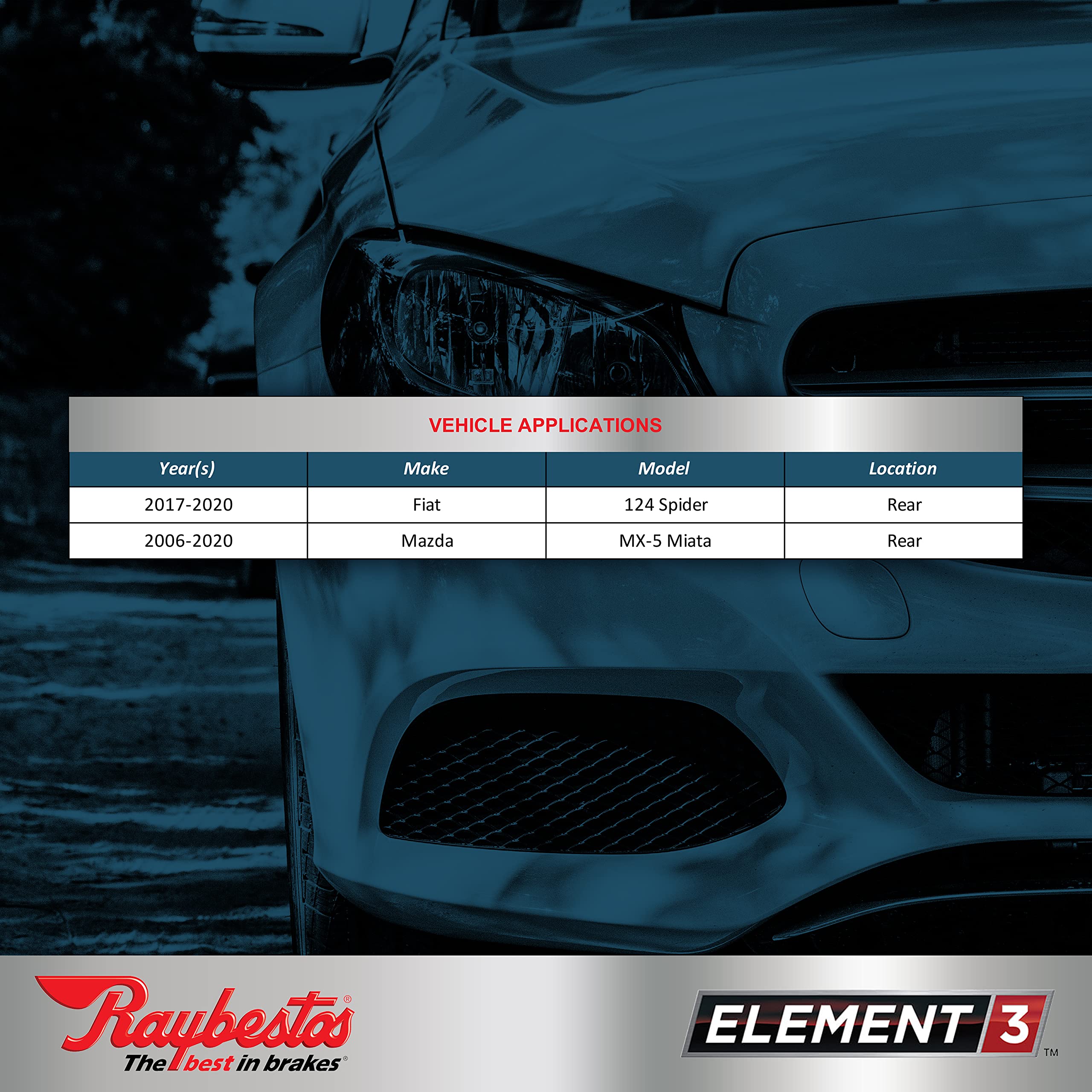 Raybestos Premium Raybestos Element3 Eht Replacement Rear Brake Pad Set For Select 17-20 Fiat 124 Spider And 06-20 Mazda Mx-5 Mi