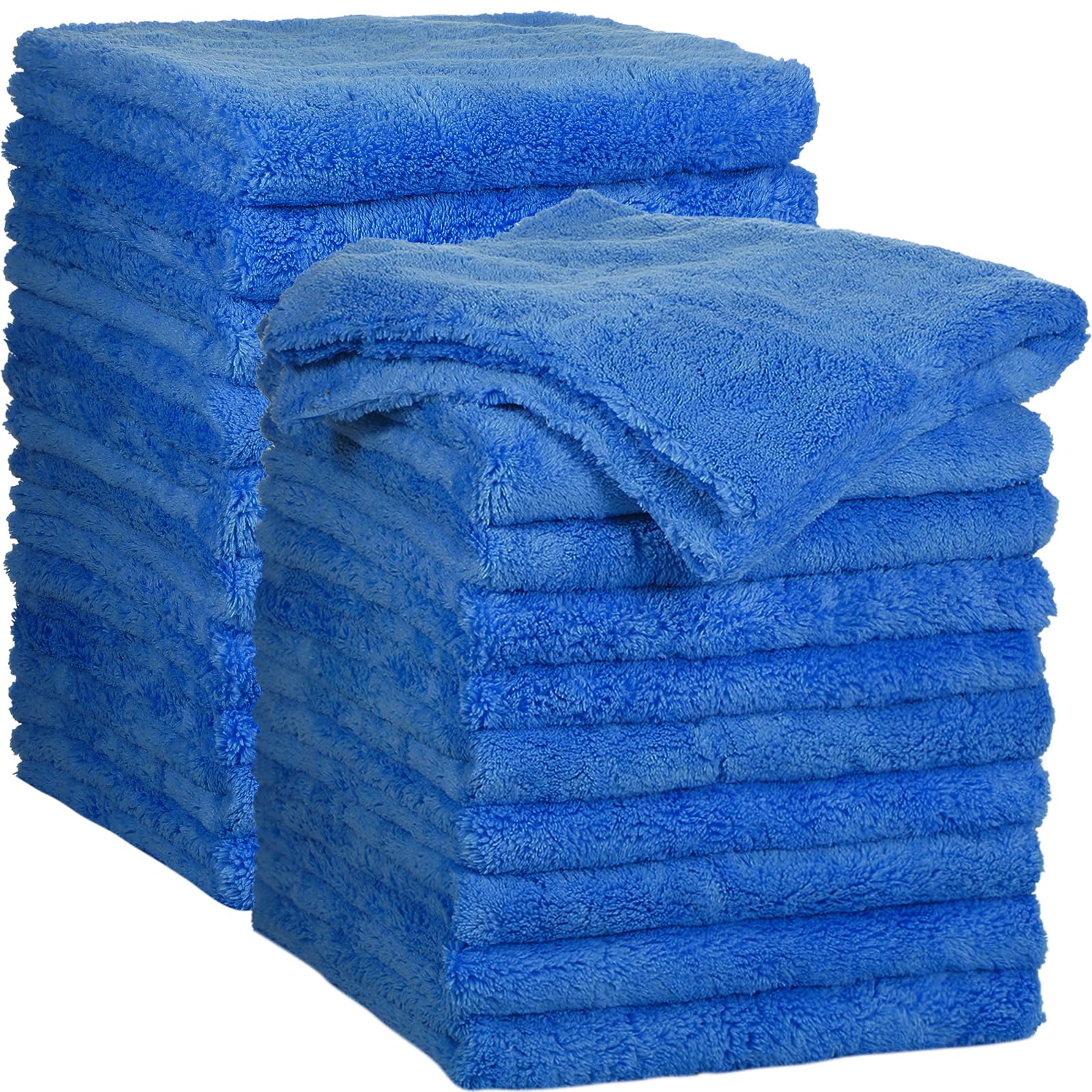 Shimeyao 20 Pcs 16 x 16 Inch Edgeless Microfiber Plush Towels for Cars Detailing Drying Wash Polishing Absorbent Cleaning Cloths
