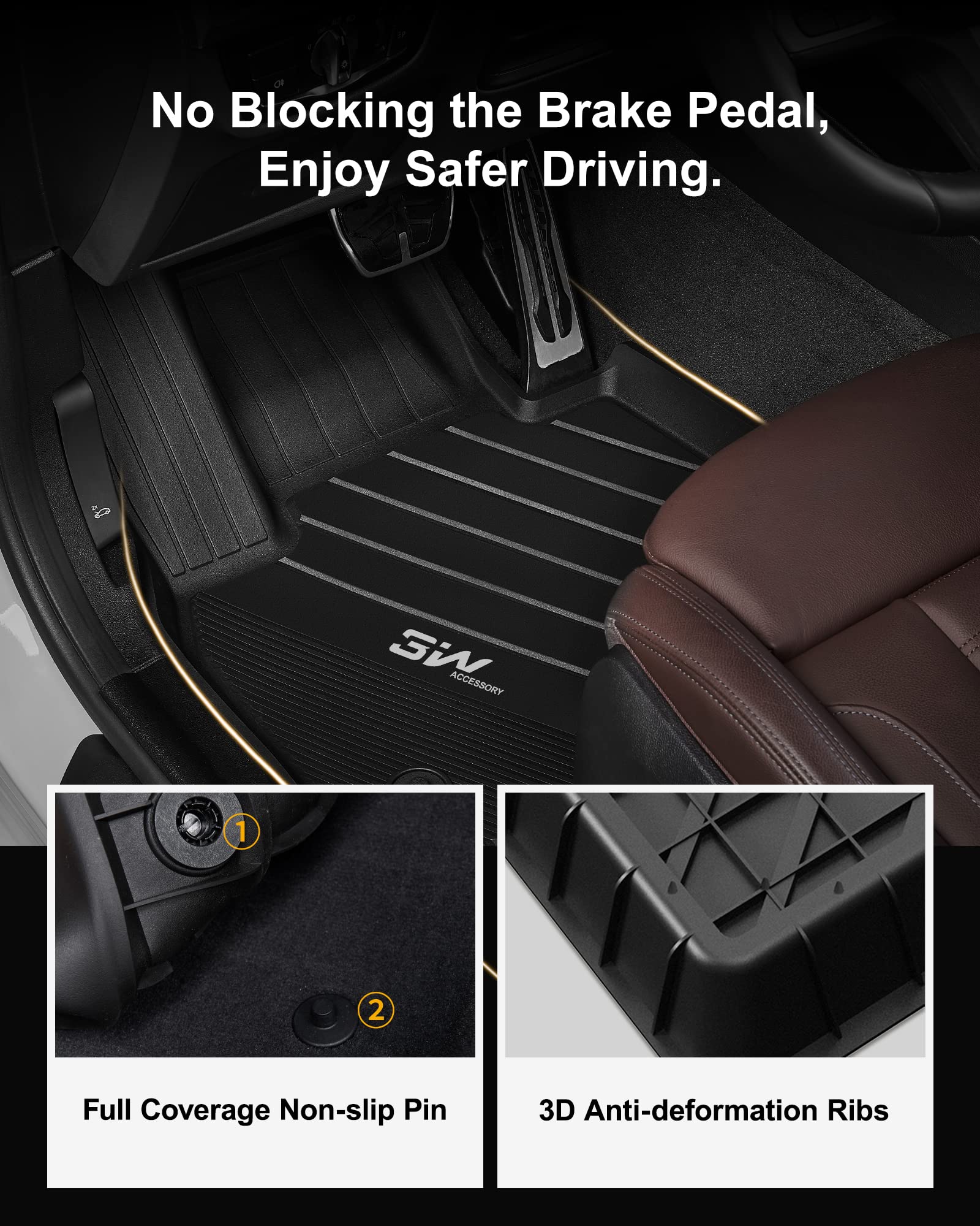 3W Floor Mats Compatible For Bmw X3 F25 2011-2017 / Bmw X4 2015-2018 Custom Fit Tpe All Weather Floor Liner For Bmw X3 / X4 1St