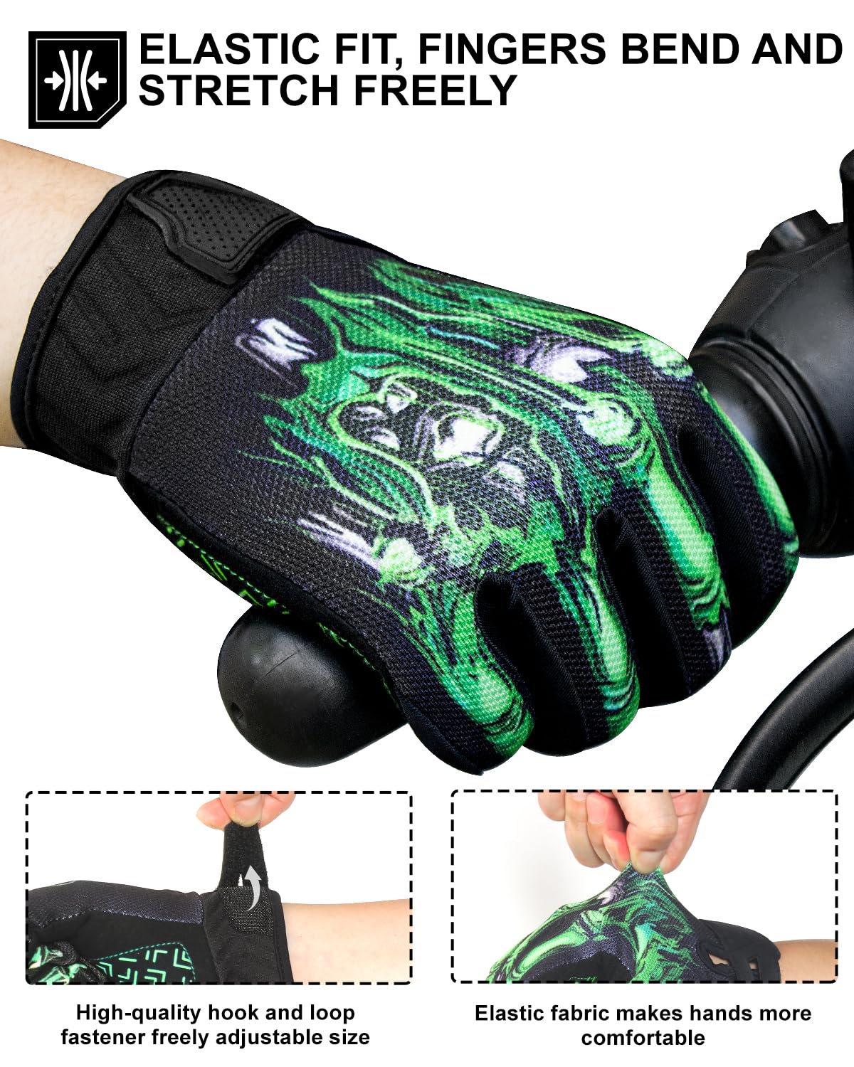 Rigwarl Motorcycle Gloves For Men And Women Touchscreen, Breathable Skeleton Dirt Bike Glove Non-Slip, Designed Riding Gloves Mo