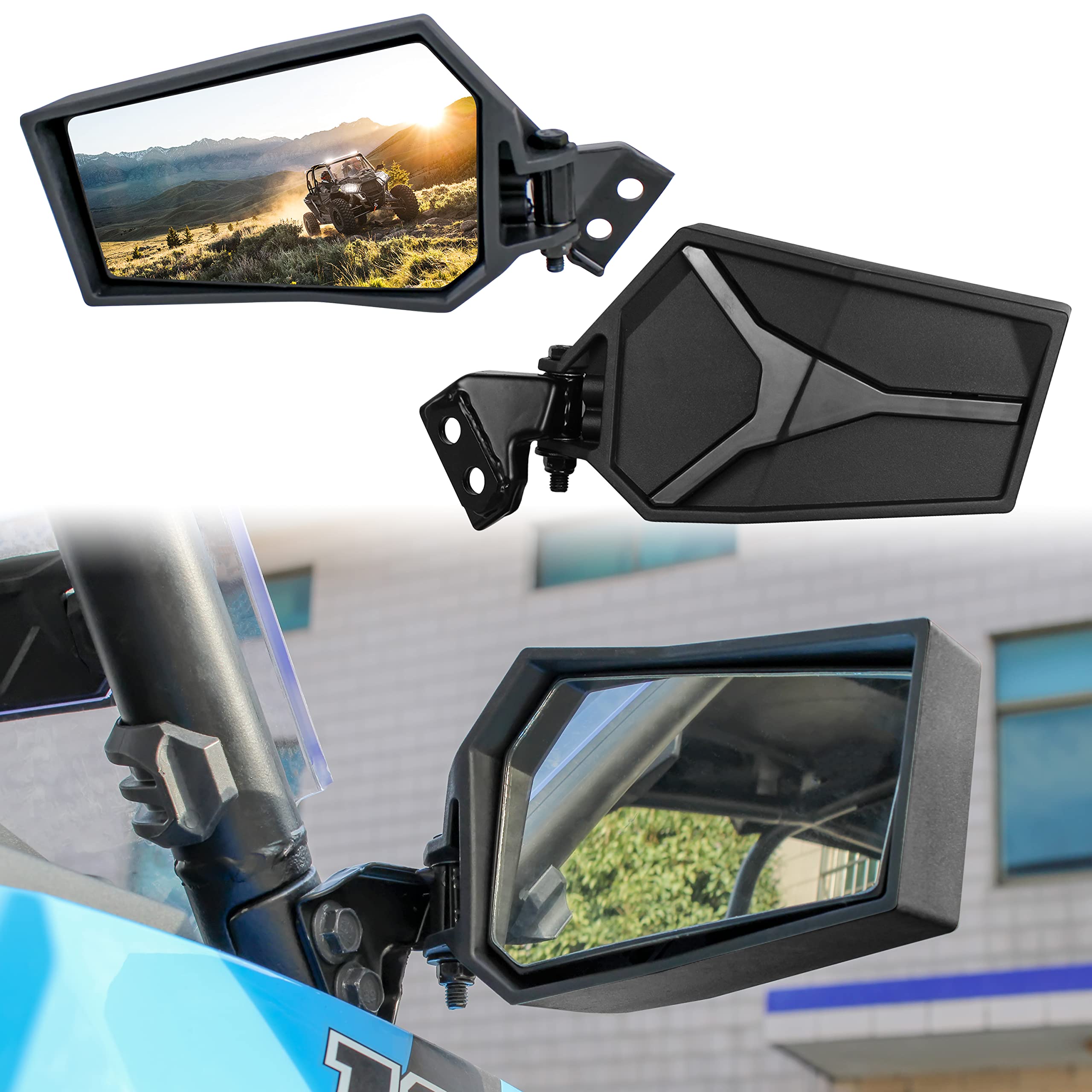 KATIMOTO Rearview Side Mirrors for Polaris RZR XP 1000, Adjustable Folding Clear Rear View Side Racing Mirrors for Polaris RZR X