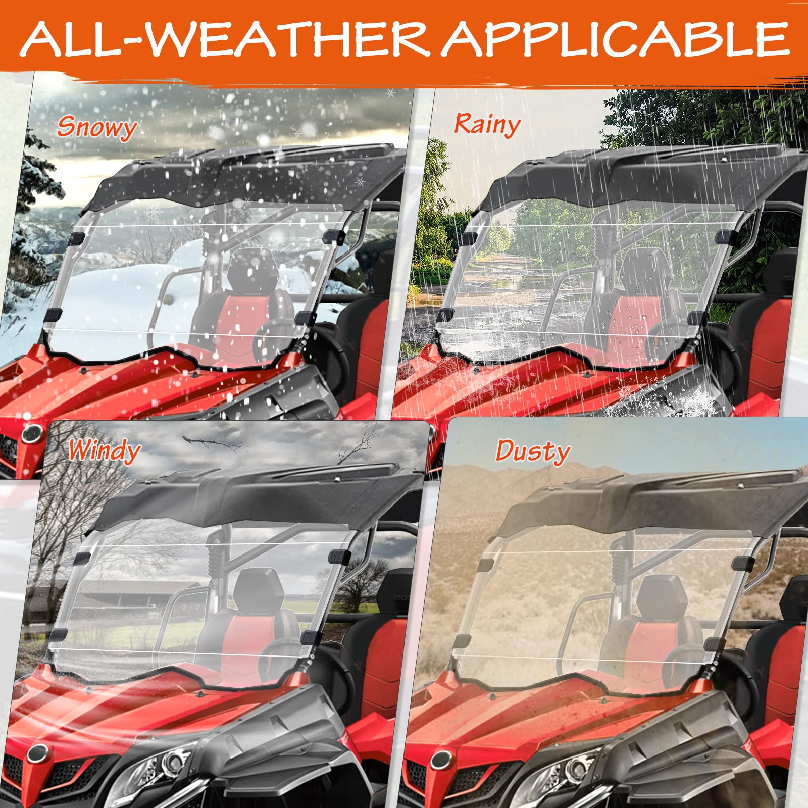 StarknightMT ZFORCE Front Windshield - Clear Polycarbonate, Scratch & UV Resistant, Fits CFMOTO ZForce 800/500/1000 (2014-2022)
