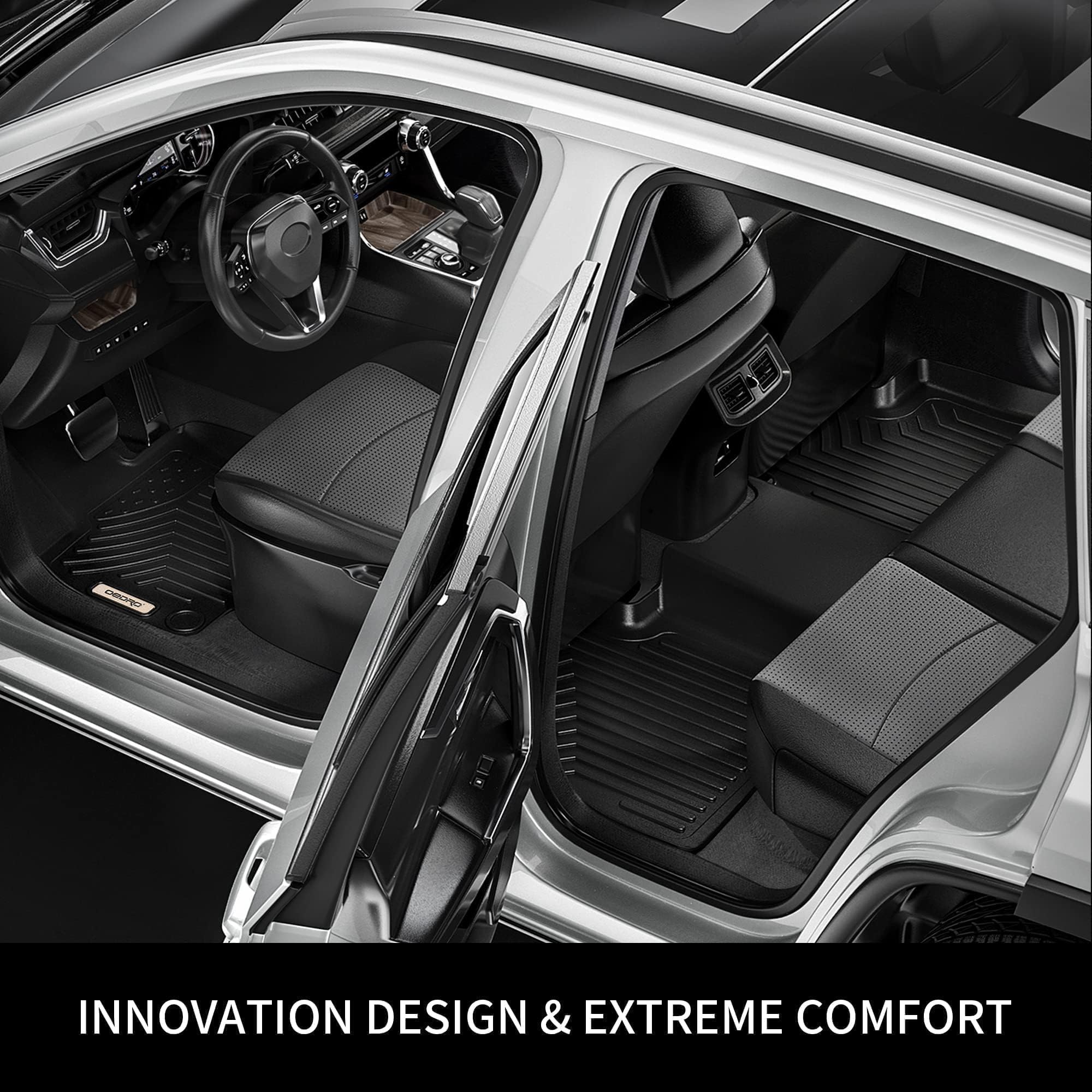 Oedro Floor Mats Fit For 2014-2018 Mazda 3 Sedan/Hatchback, Unique Black Tpe All-Weather Guard Includes 1St And 2Nd Row: Front,