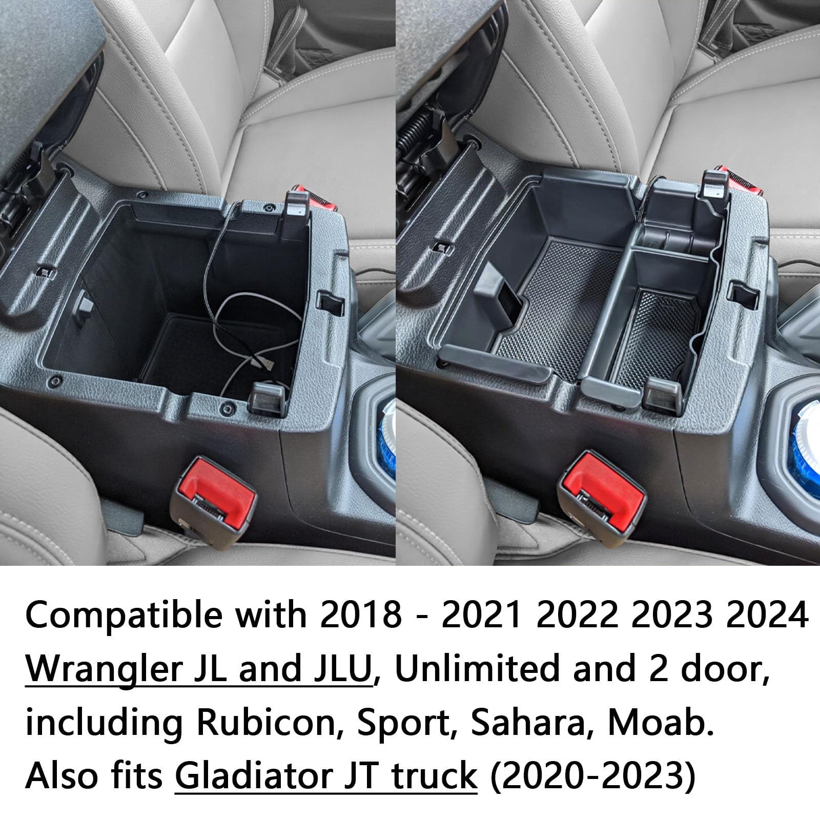 EDBETOS Center Console Organizer Tray for Jeep Wrangler JL/JLU 2018-2023 & Gladiator JT 2020-2023 - Black, High Quality ABS Material