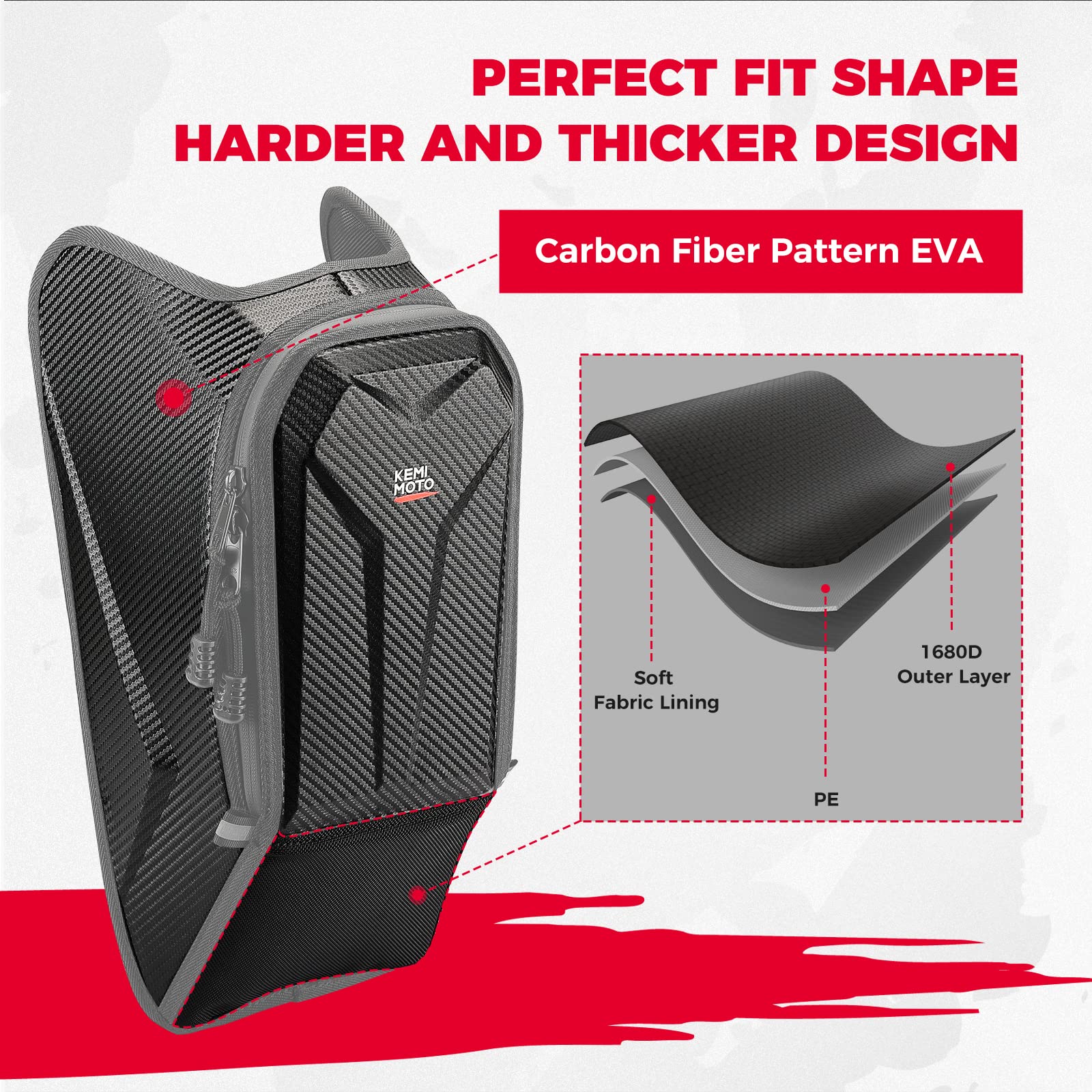 KEMIMOTO Center Console Bag - Large Black Nylon Storage for Polaris Slingshot SL S LE SLR GT 2020-2024 (Model B1501-00901BK)