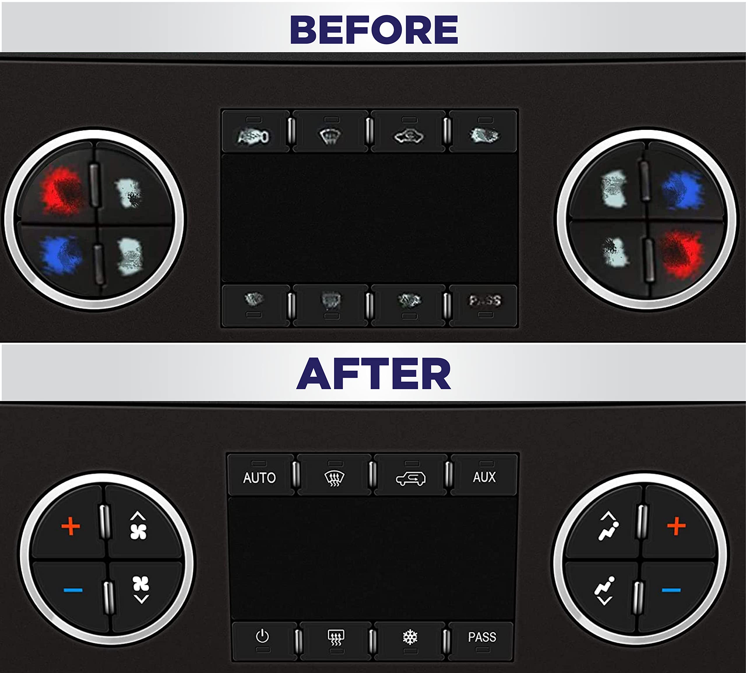 EcoAuto AC Dash Button Repair Kit - 2 Pack, Premium Vinyl, Black, Made in USA for Select GM Vehicles