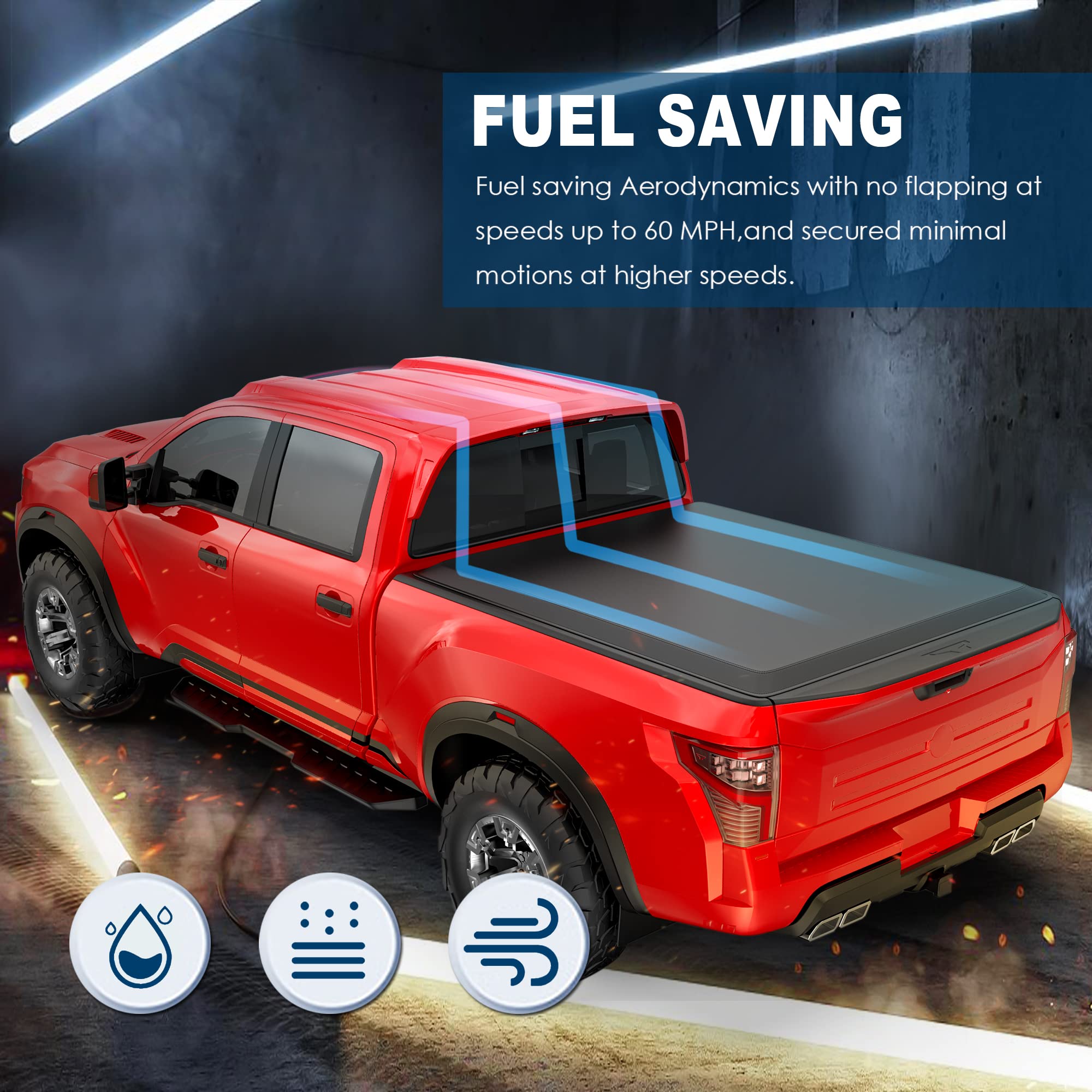 Mostplus Roll-Up Soft Vinyl Truck Bed Tonneau Cover Compatible With 2005-2025 Nissan Frontier 5 Feet Bed, Fleetside 59.5 Inch