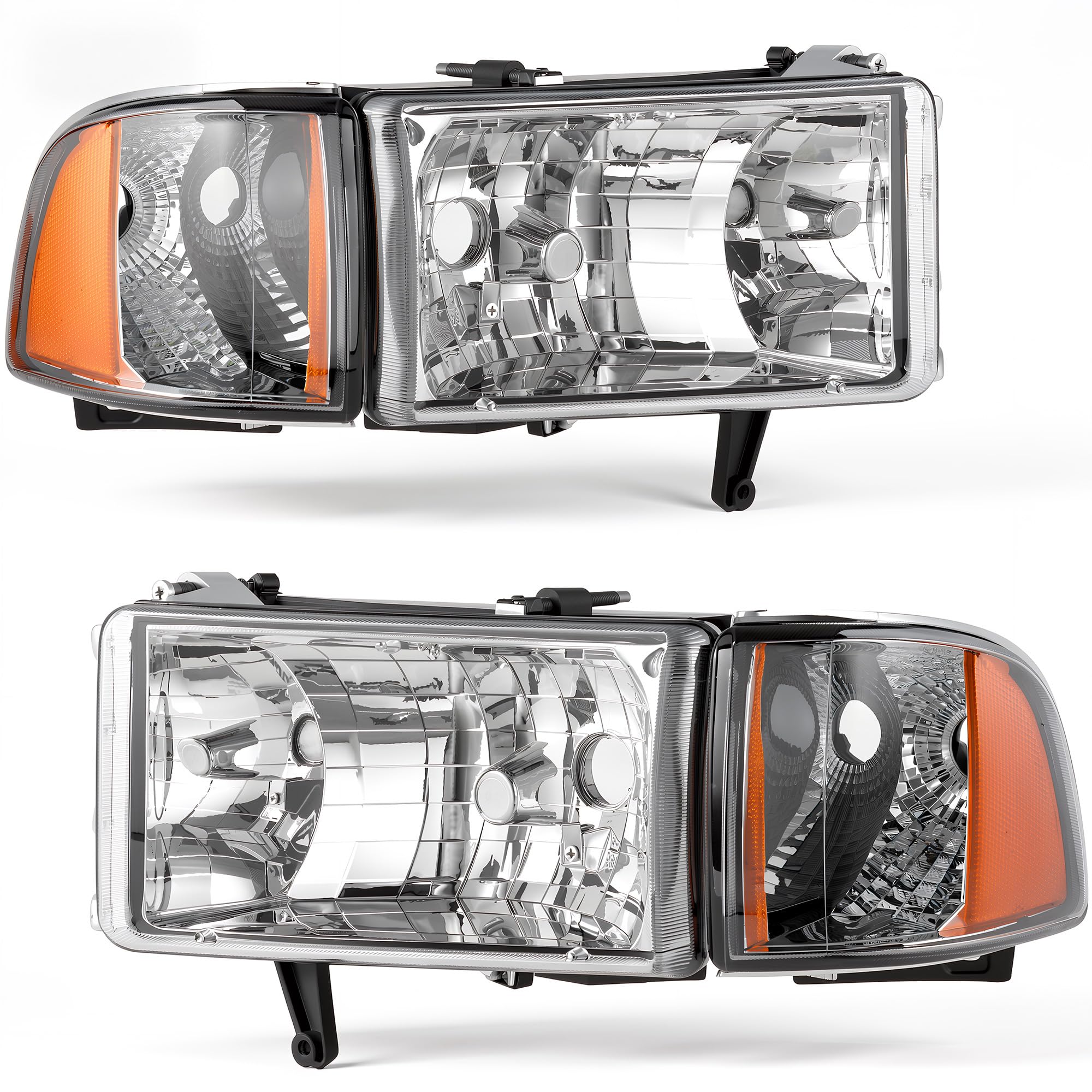 AUTOSAVER88 Headlight Assembly kit Compatible with 1994-2001 Dodge Ram 1500/1994-2002 Dodge Ram 2500 3500 Headlamp Replacement C