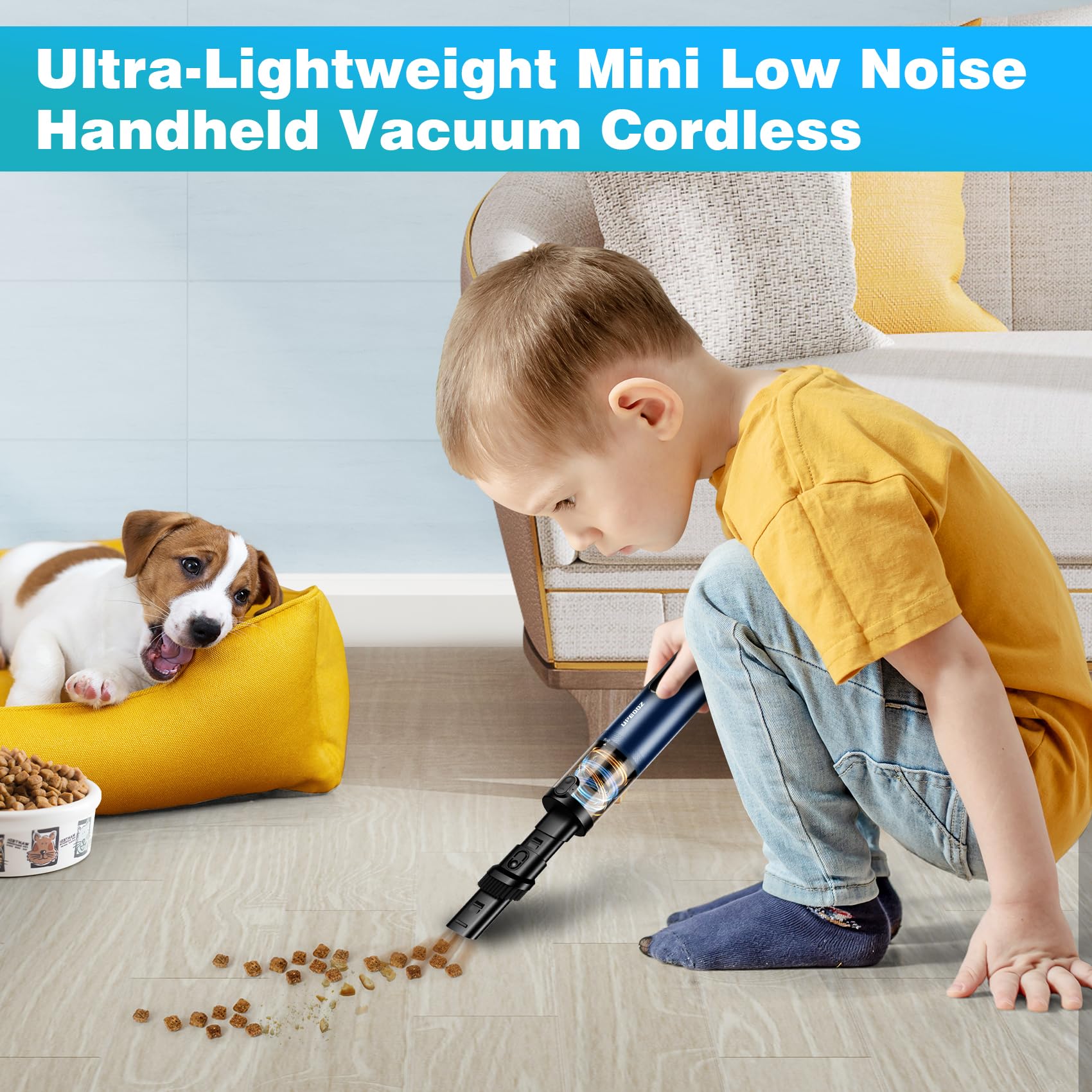 Car Vacuum, Portable Handheld Vacuum Cordless, 14000Pa Powerful Suction Vacuum Cleaner With Led Light And Air Duster 2 In 1,Low