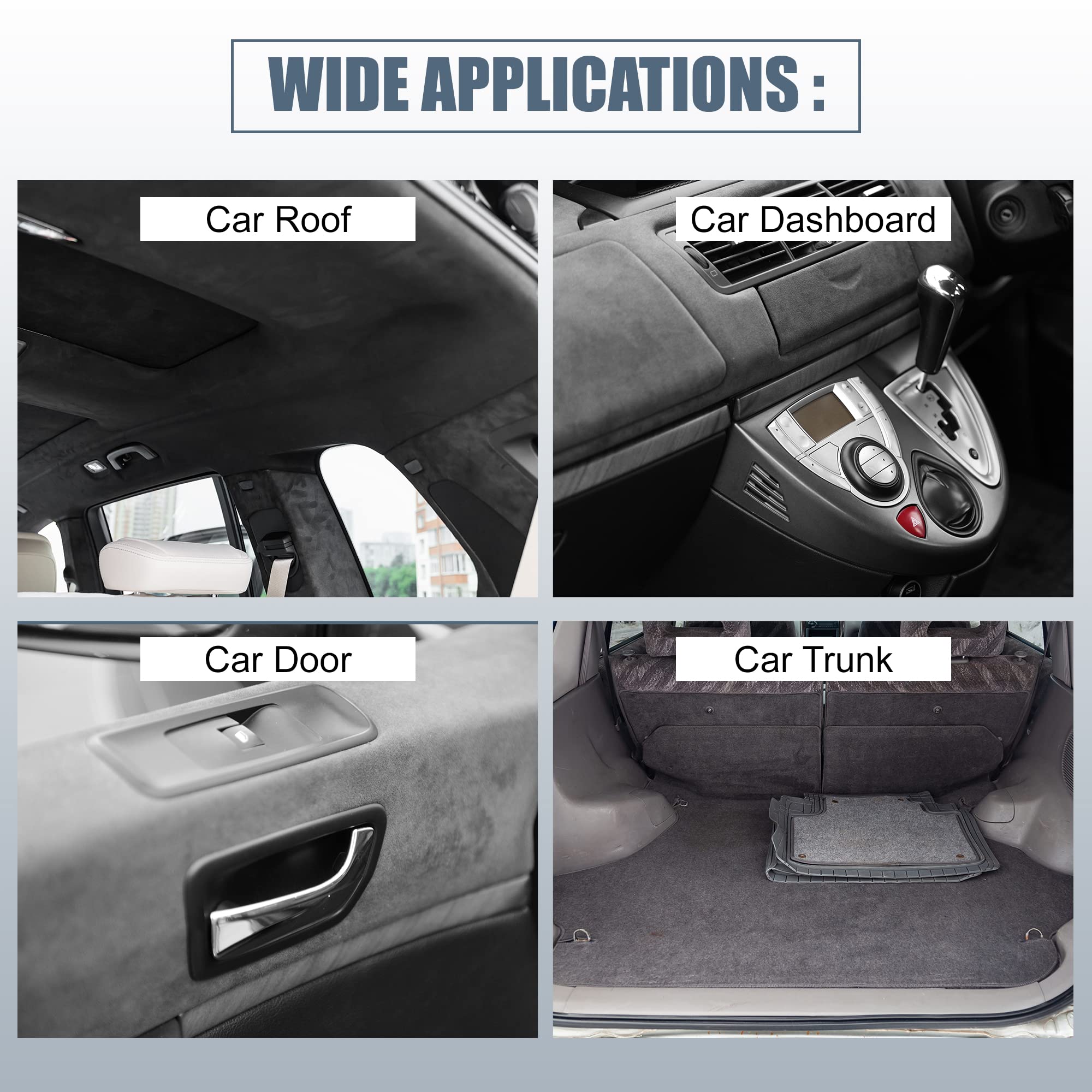 X AUTOHAUX Suede Headliner Fabric 96'' Length x 60'' Width Foam Backed for Car Truck RV SUV Interior Trim Protect Aging Broken F
