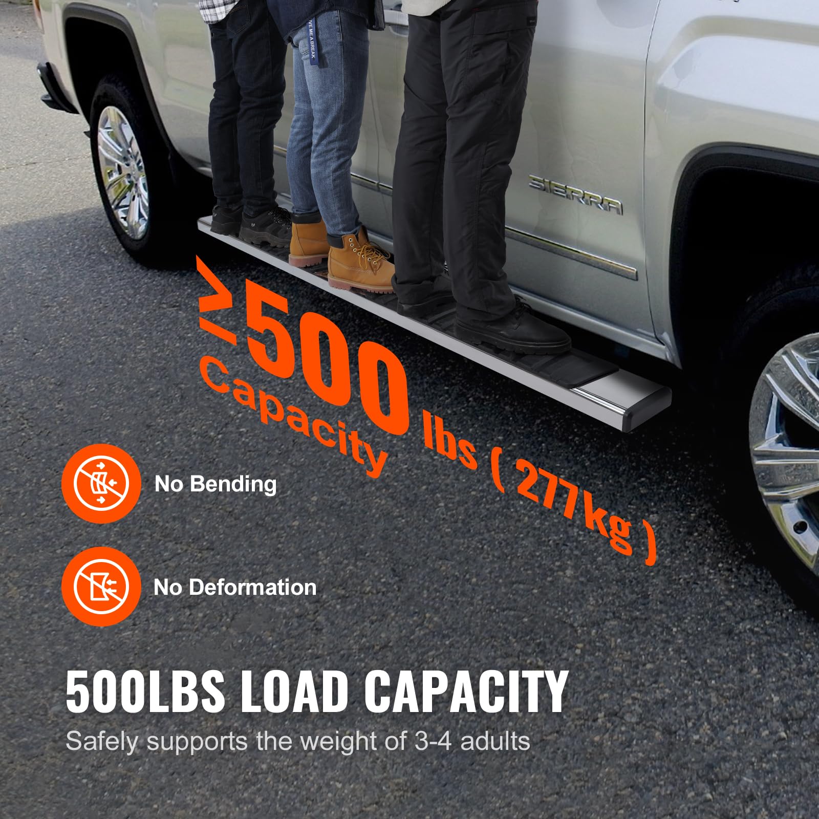 Vevor Running Boards, 6' Step Bars Compatible With 2009-2018 Dodge Ram 1500/2010-2023 Ram 2500/3500 (Includes 2019-2023 Classic) Crew Cab, 201 Stainless Steel Side Steps Nerf Bars, 500Lbs, 2 Pcs