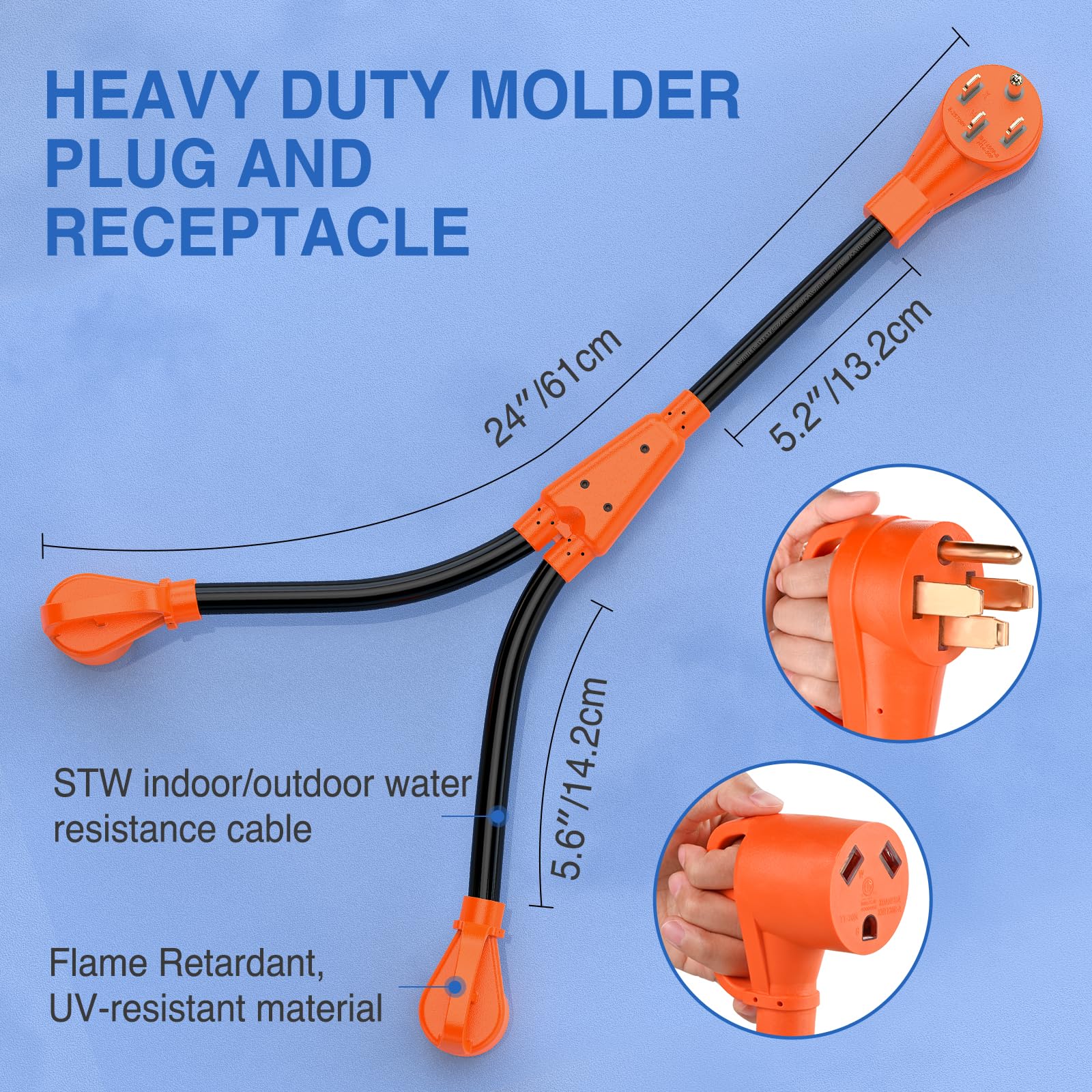Nilight 50 Amp To 30 Amp Rv Y Splitter Adapter Cord 50A Male Plug To Two 30A Female Outlet Nema 14-50P Tt-30R Pure Copper Stw 10