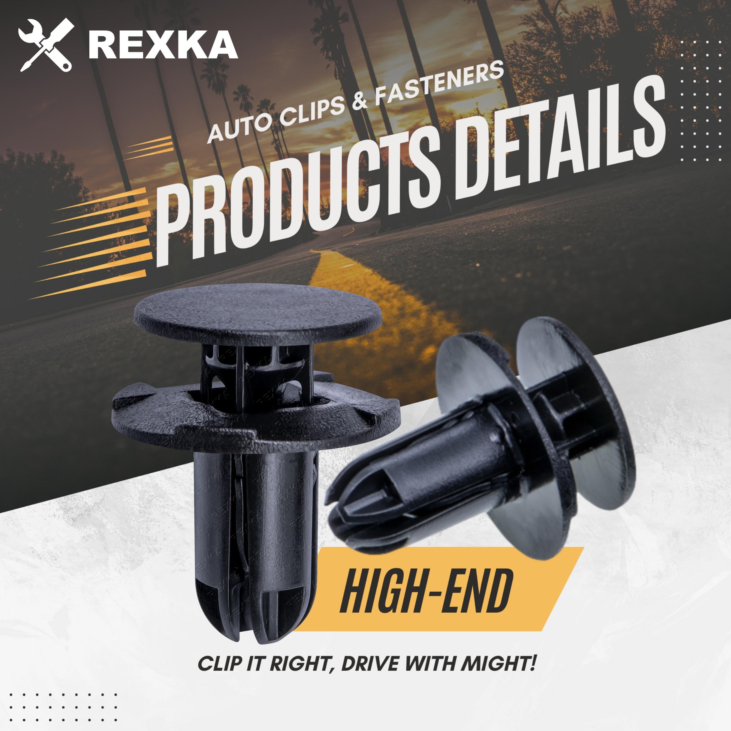 Rexka 40Pcs Fender Liner Push-Type Retainer Clip Fastener Compatible With Hyundai Kia 86595-2T500 Accent,Azera,Elantra,Equus,Gen