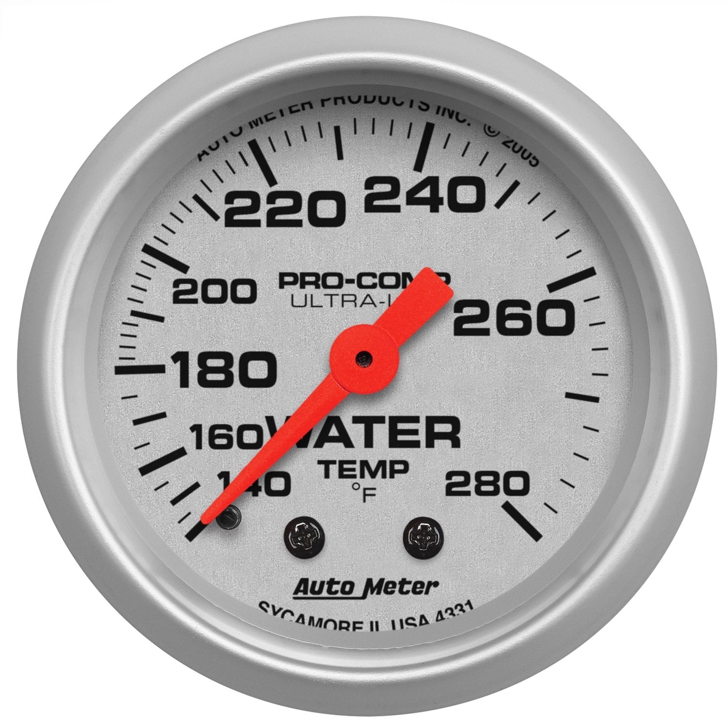 AUTO METER Ultra-Lite Mechanical Water Temperature Gauge, 2 1/16", Plastic, Model 4331, Regular Color