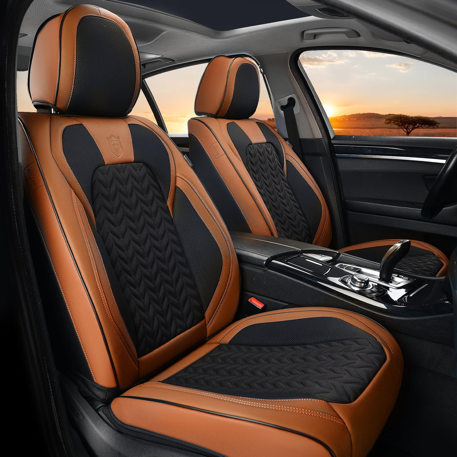 Coverado Seat Covers Full Set, 5 Seats Car Seat Cover, Front And Back Seat Covers For Cars, Breathable Faux Leather Car Seat Cus