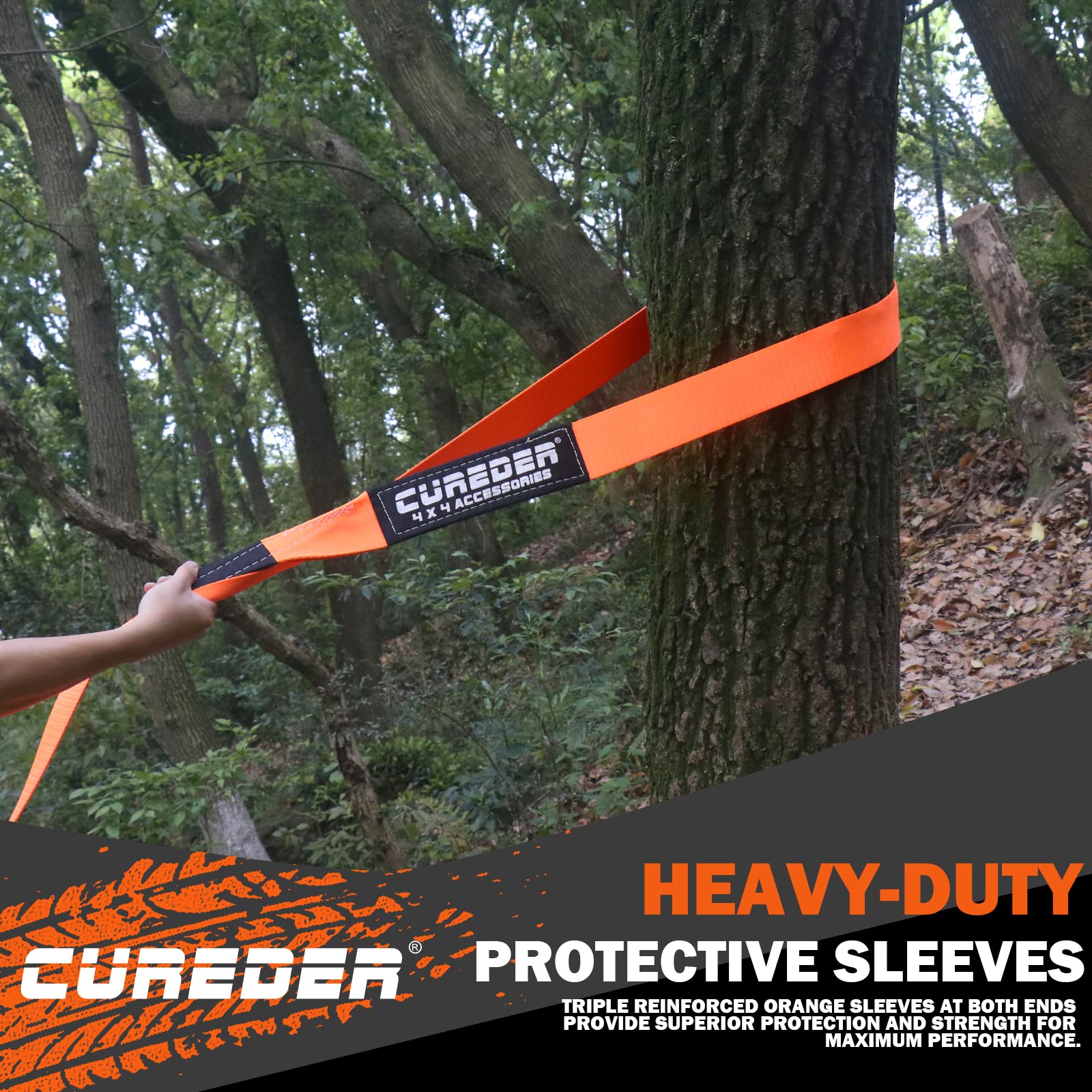 Cureder Tow Strap - 3'' x 20ft Recovery Strap,Lab Tested 35,121 lb Break Strength Snatch Strap, Suitable for Emergency Off-Road