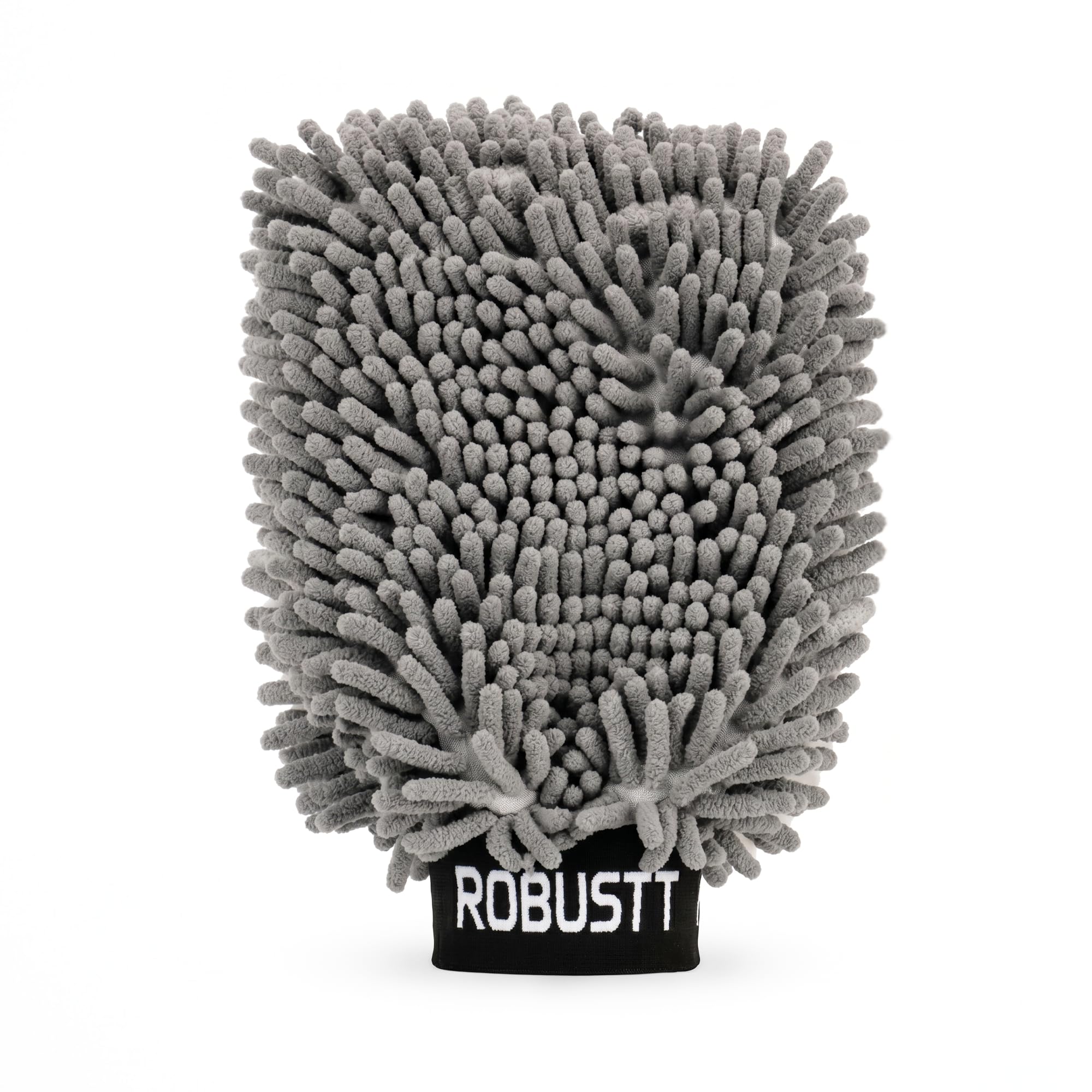 Robustt ScratchFree Microfiber Wash Mitt Glove for Car and Bike Washing | Grey | Super Soft Highly Absorbent Chenille Duster Gl