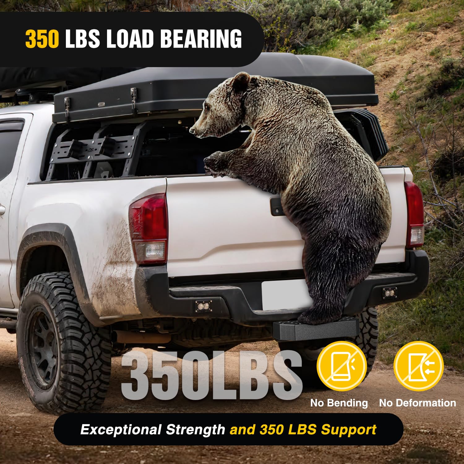 Nilight Folding Heavy Duty Tire Step For Truck, Suv And Rv, Non-Slip Steel Surface, Adjustable To Fit Tire From 10    To 14    R