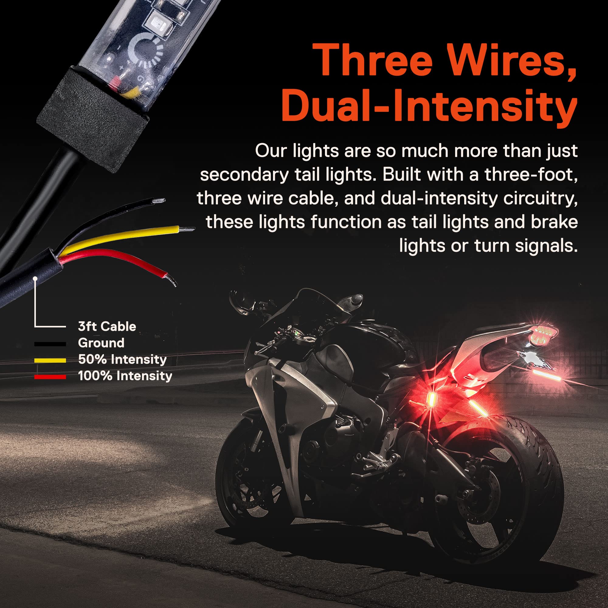 ONLINE LED STORE 2pc 5 Red Waterproof Motorcycle Turn Signal & Brake Tail Light Strip Kit - Flexible, Self-Adhesive, for Dirt Bike ATV