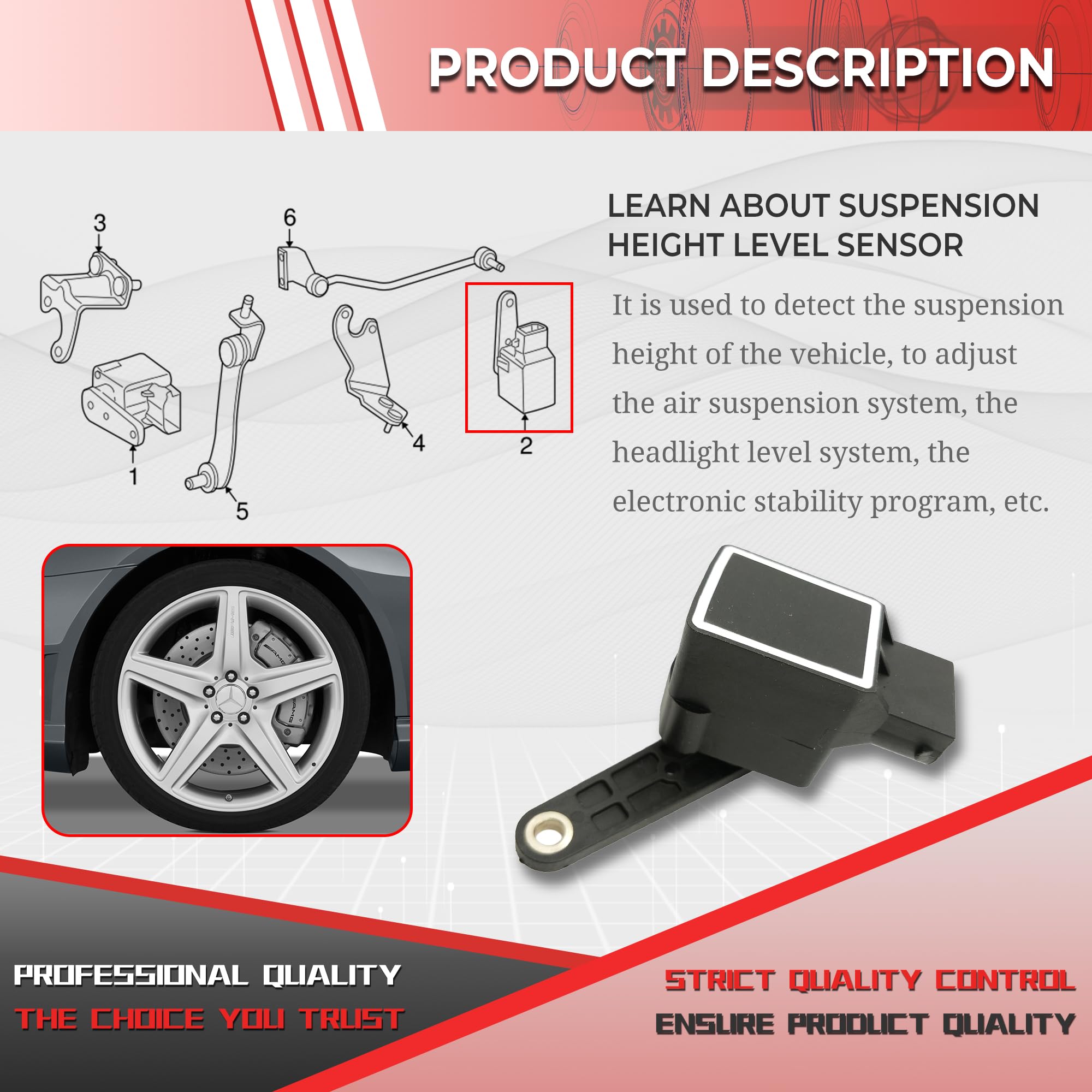 Okay Motor Suspension Height Level Sensor For C230 Cl550 Clk500 E320 Gl450 Ml350 S430 Cl65 Amg 010-542-77-17