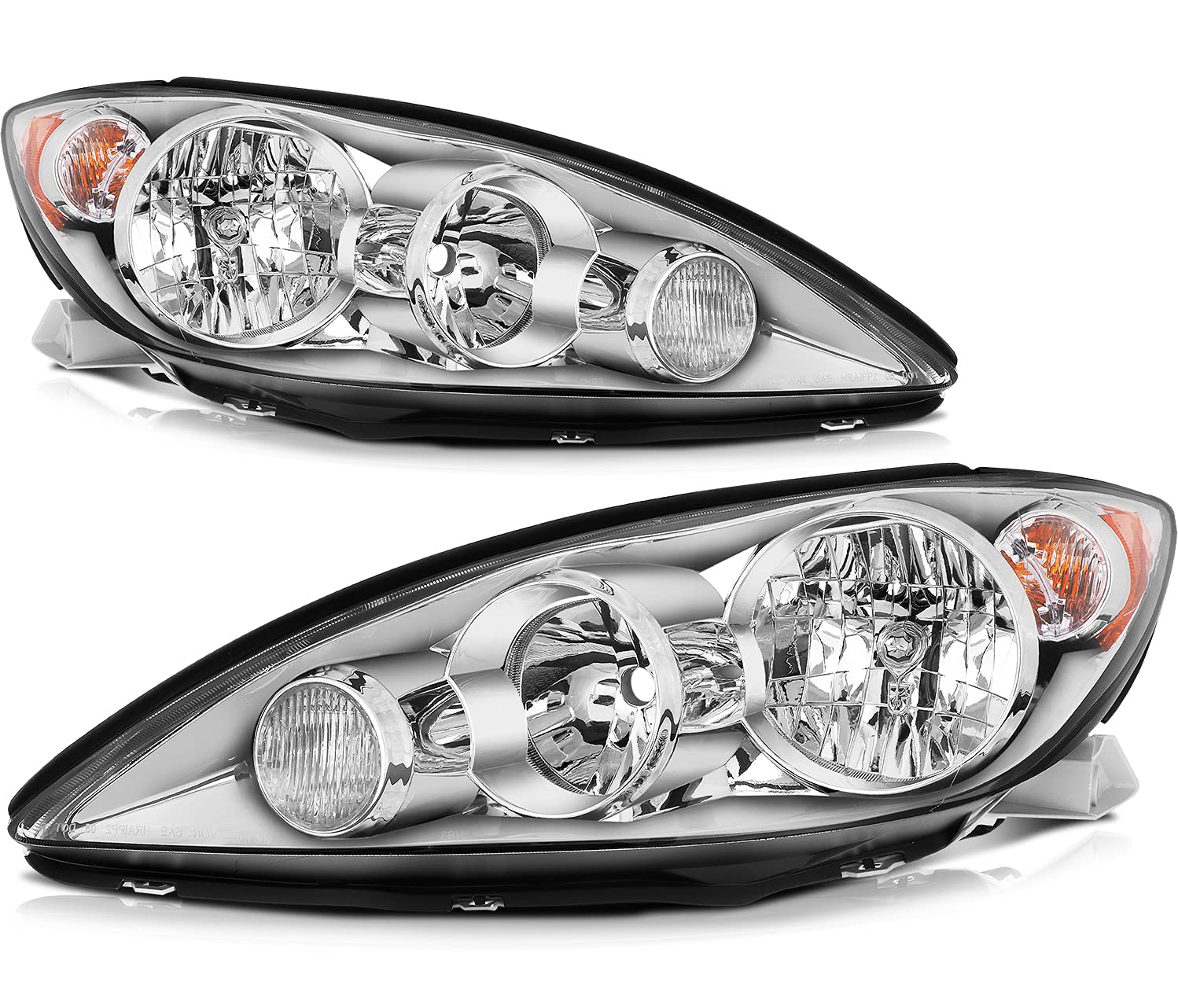 LBRST Headlight assembly Fit For Toyota Camry 2005-2006 Chrome Housing Amber Reflector Clear Lens Driver and Passenger Side TO25