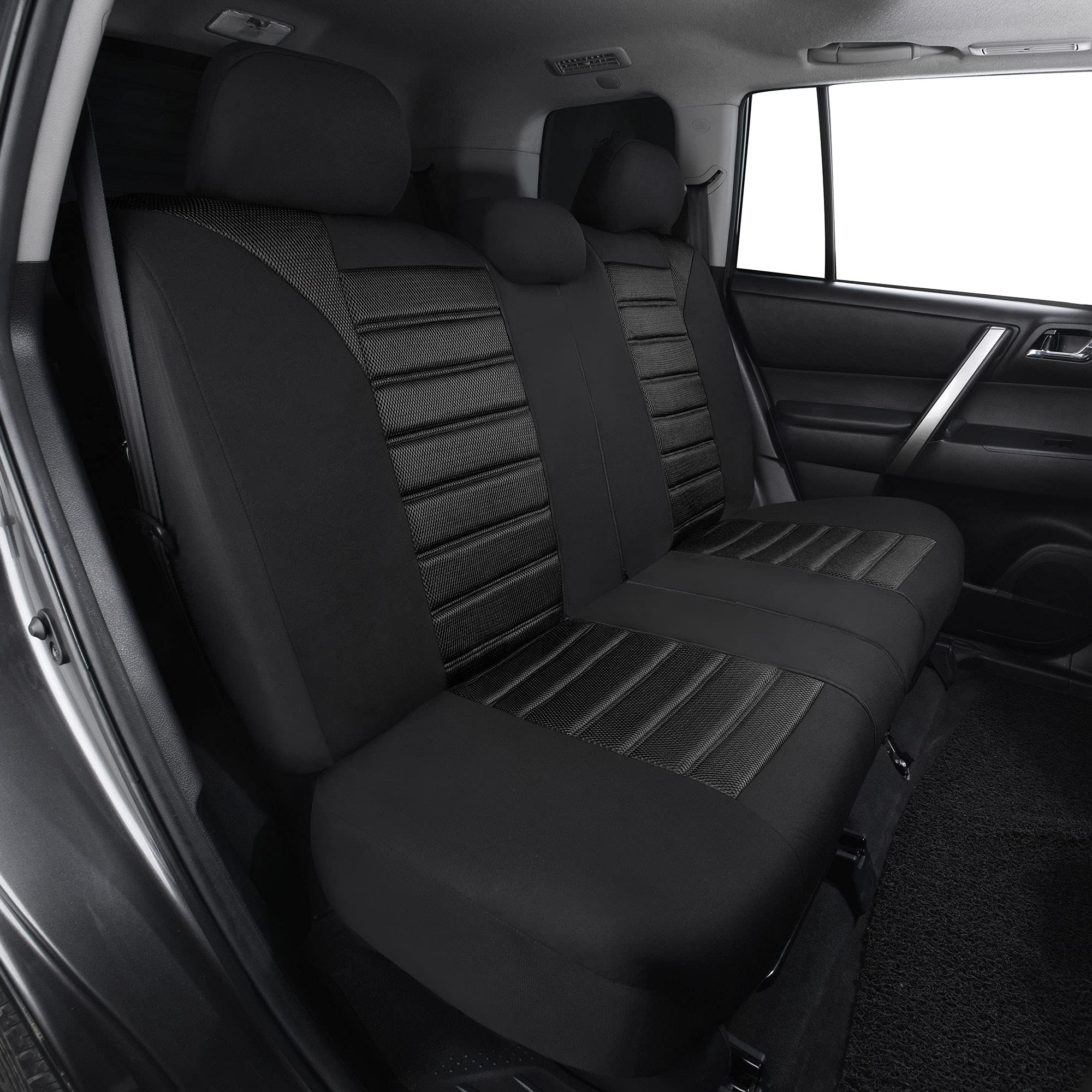 Fh Group Car Seat Cover For Back Seat Premium 3D Air Mesh Black Seat Cover Universal Fit Rear Seat Cover Split Bench Car Seat Pr