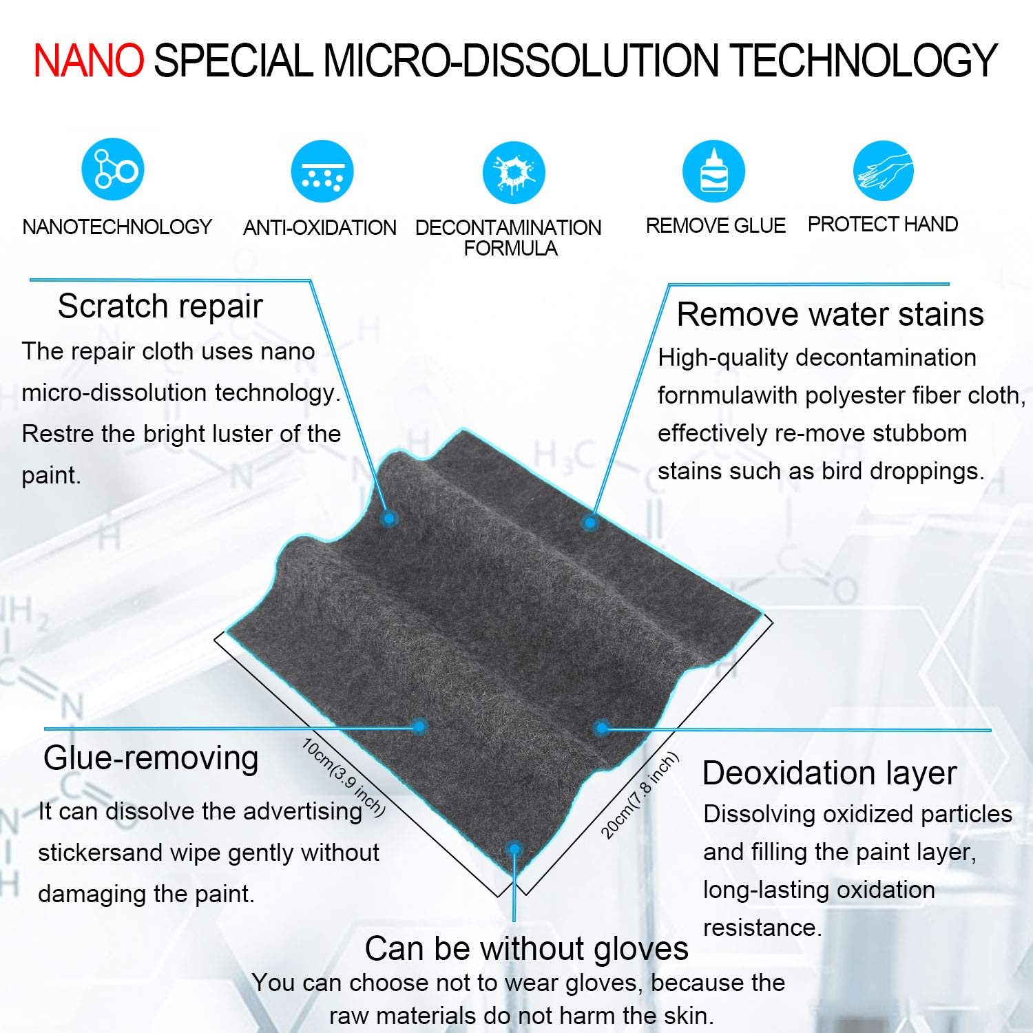 2 Pack - Upgraded Nano Magic Car Scratch Remover Cloth, Multipurpose Scratch Repair Cloth, Nanomagic Cloth For Car Paint Scratch