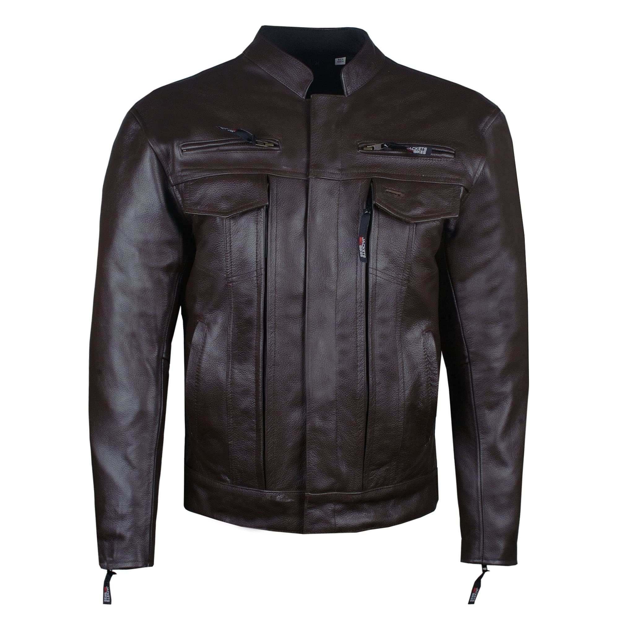Men'S Commuter Premium Natural Buffalo Leather Motorcycle Jacket Ce Armor Conceal Carry Gun Pockets Cruiser Biker Brown Xl