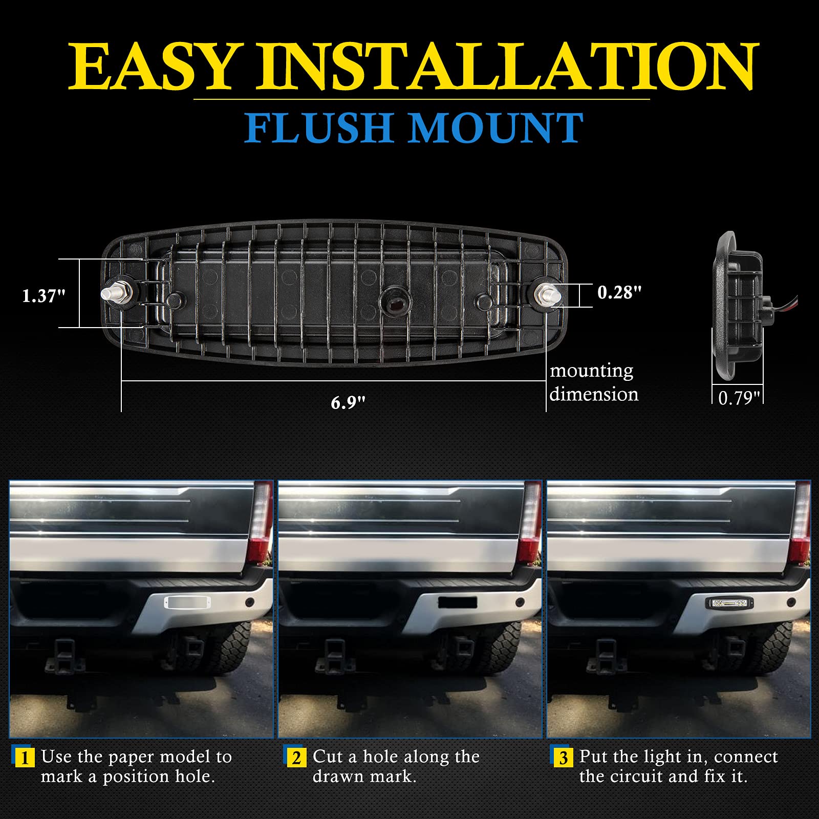 BUNKER INDUST 7" LED Light Pods, 4800LM Off Road Flood Spot Combo, Model FRD-1918FC, for Truck, Golf Cart, UTV, ATV