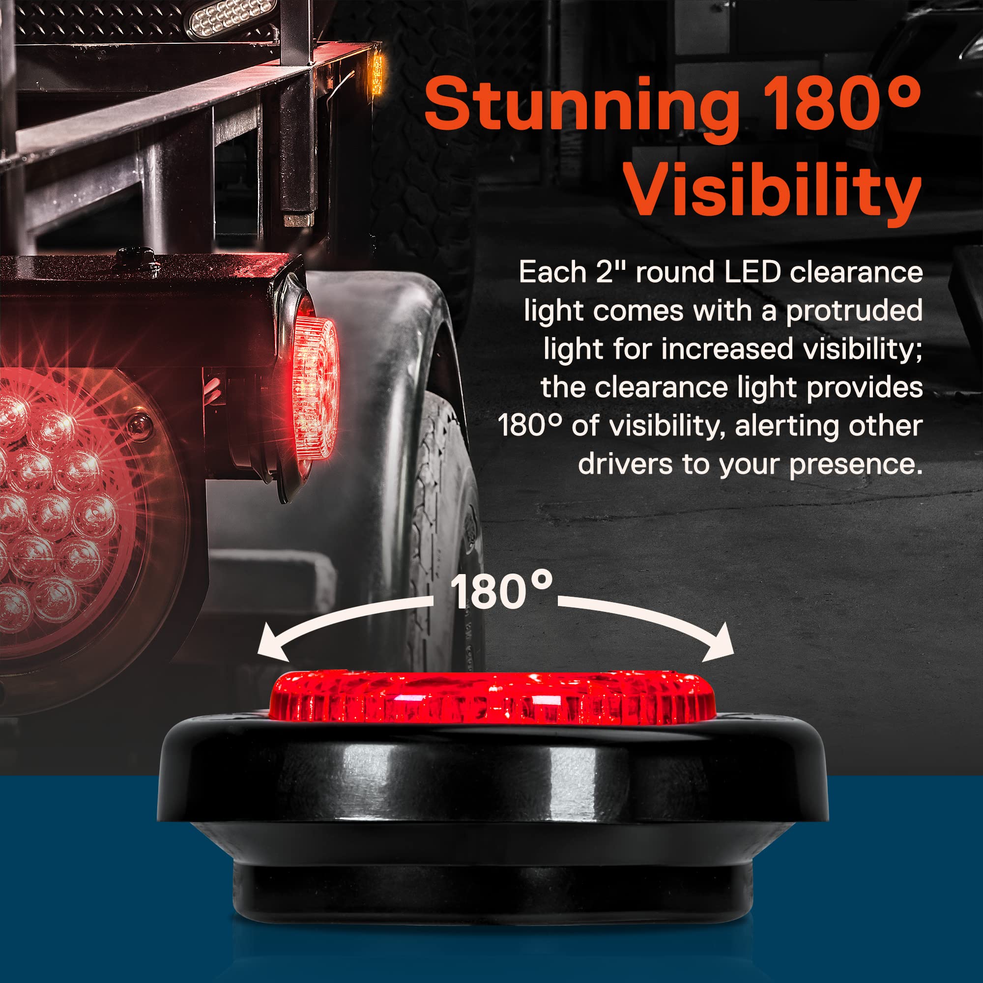 True Mods 2'' 12V Red Round 10 Led Light [2 In 1 Reflector] [Polycarbonate] [D.O.T. Certified] [Grommet & Plugs] [2 Year Warrant