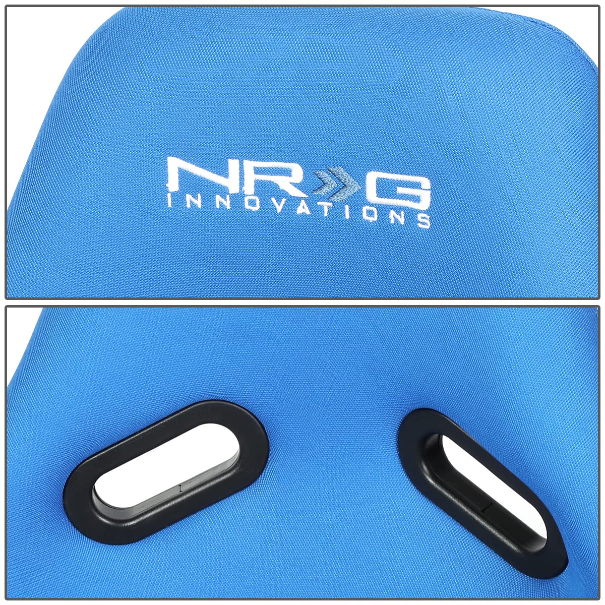 NRG Innovations NRG-FRP-300BL Fiber Glass Racing Seat, 4pt Harness, 23"W x 18"D x 34"H, Blue Cover