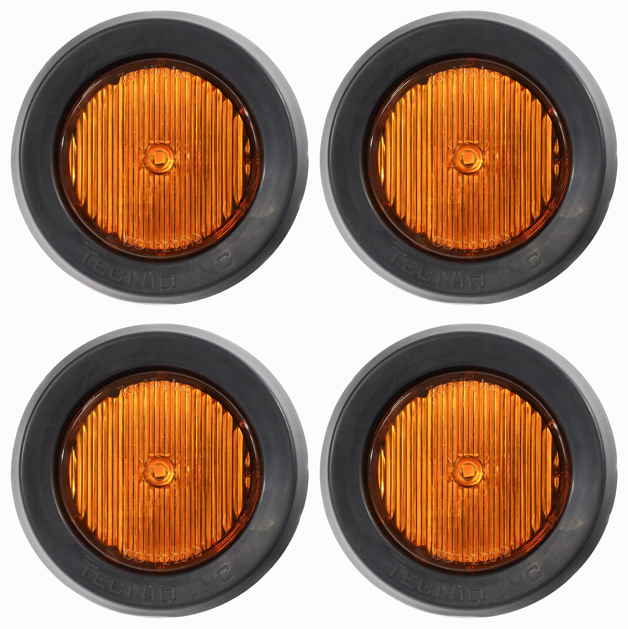 TecNiq S30-AA04-6 | 2 Round Amber LED Low-Profile Side Marker Light - Amber Lens, DOT Approved, IP68 Waterproof, Grommet Mount -