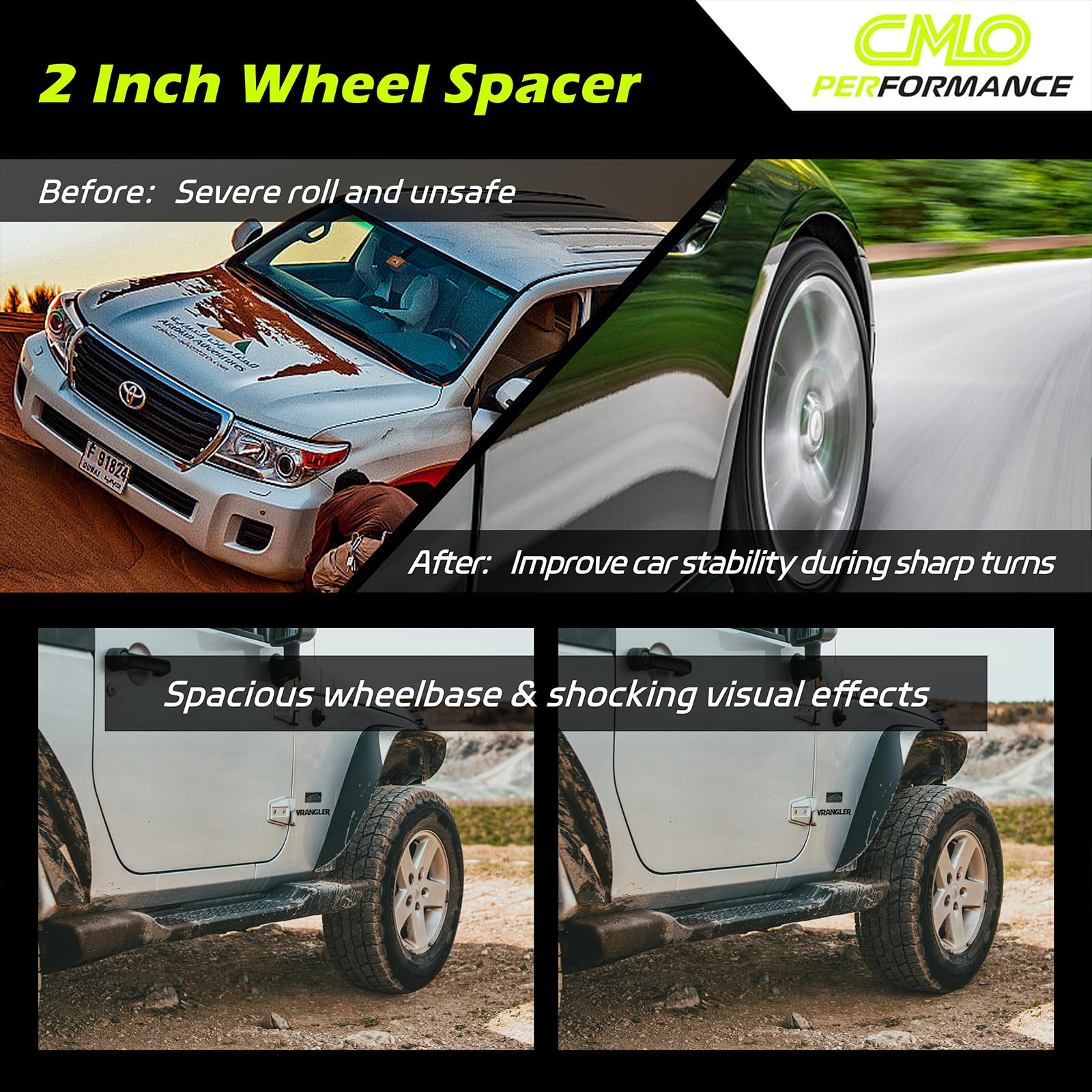 Customadeonly 5x114.3 Wheel Spacers, 1.0" Thick, Hubcentric, Black, T6 Aluminum, M12x1.25 Lugs, Model
