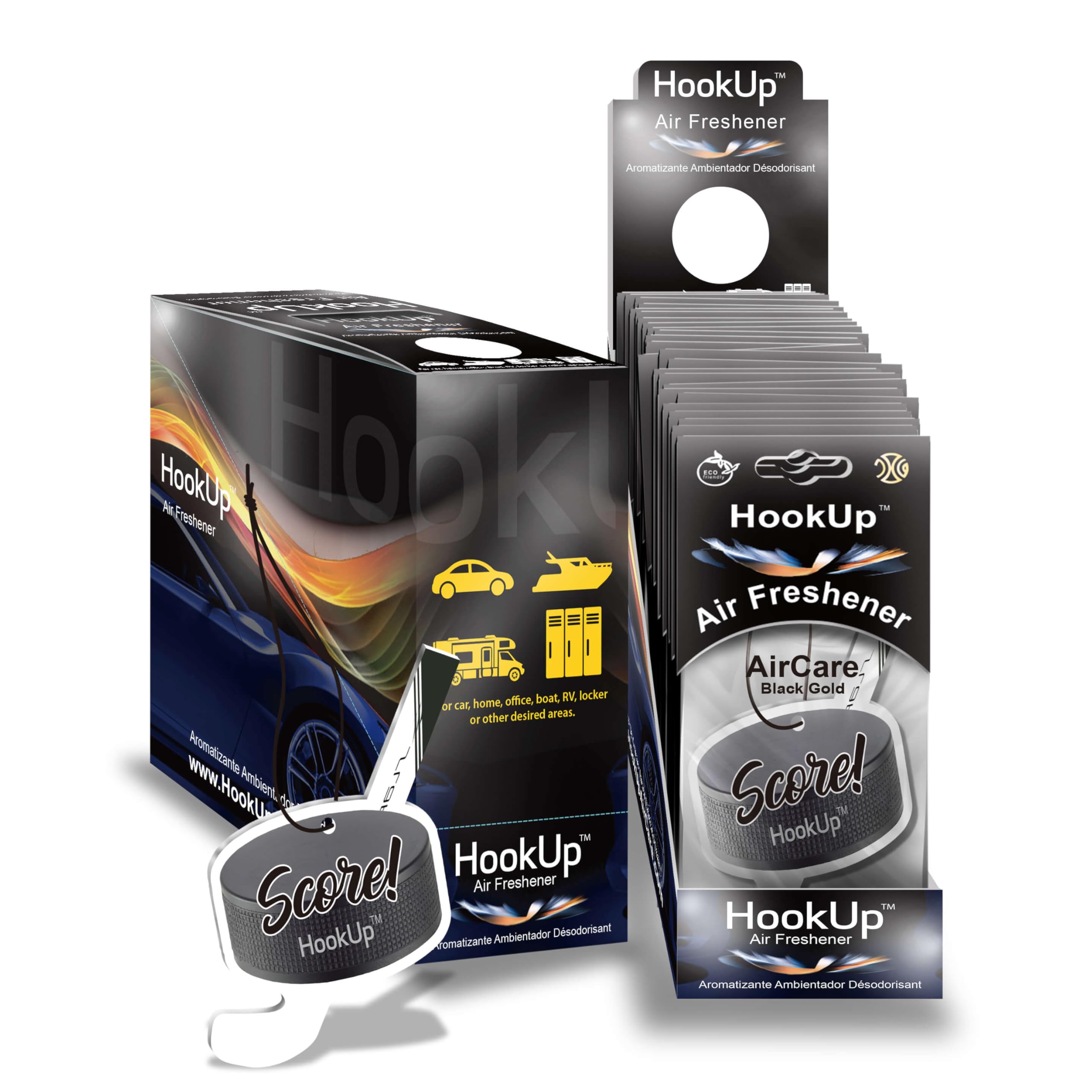 Hockey Car Air Freshener by HookUp - 25 Pack - Black Gold Scent (Extra Strong) | Unique Hockey Gift for Players, Coach, Fans | H