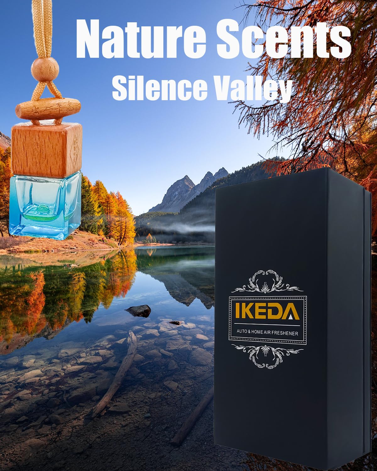 Ikeda Fragrance Car Air Freshener | 8Ml Wooden Automotive Scent | Long-Lasting Keep Fragrance | Auto Hanging Diffuser Bottles |