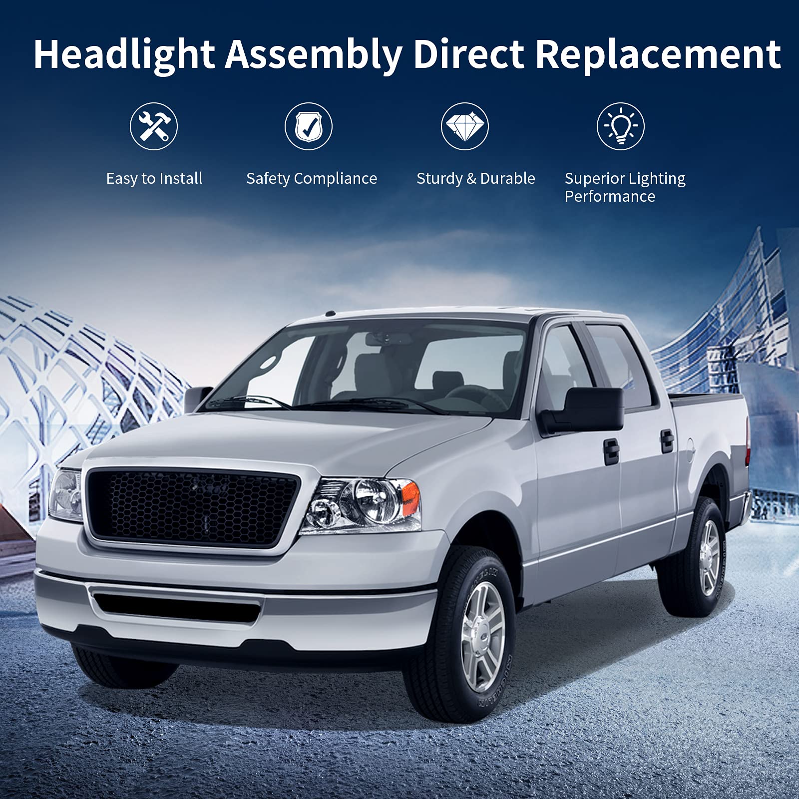 Autosaver88 Headlight Assembly Compatible With 2004 2005 2006 2007 2008 Ford F150 F-150 04-08/2006-2008 Lincoln Mark Lt Headlamp