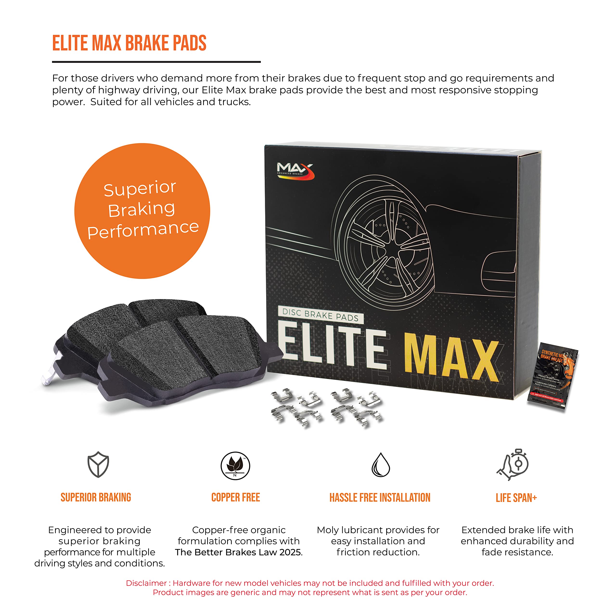 Max Advanced Brakes Front Brake Kit For 2006-2011 2012 2013-2018 Dodge Ram 1500 5 Lug 2007-2009 Dodge Durango Replacement Drilled Slotted Black Coated Disc Brake Rotors And Ceramic Brake Pads