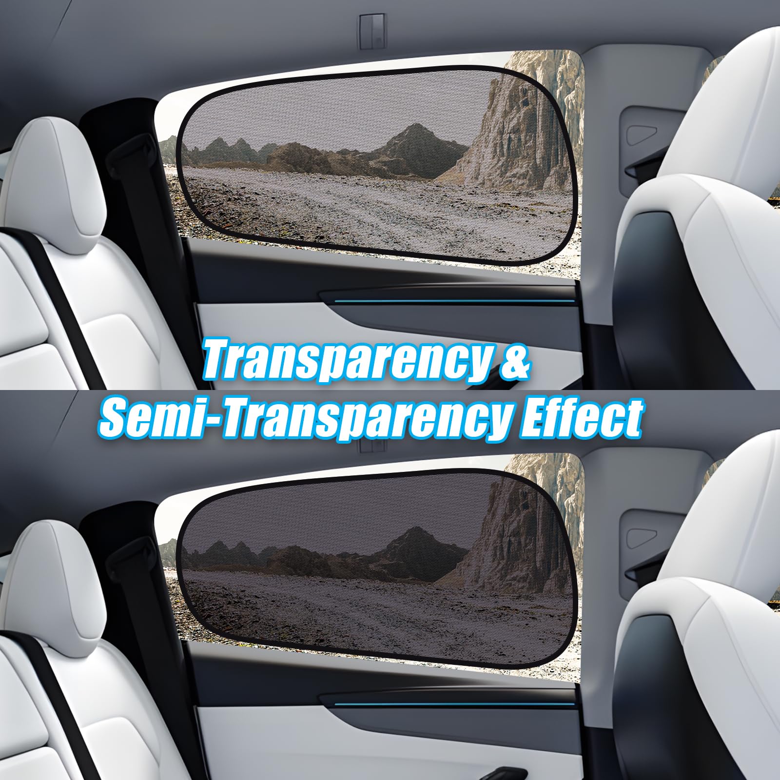 ZATOOTO Car Window Shades for Tesla Model Y Rear Window, Baby Window Shades for Back Window Sun Shade Semi-Transparent Cling Car